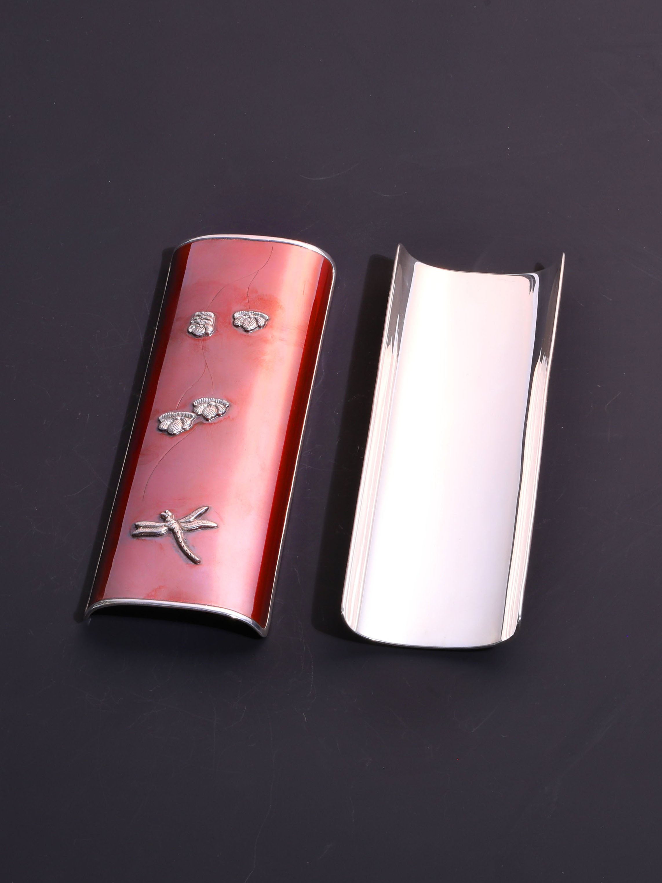 Copper-plated silver dragonfly tea scoop