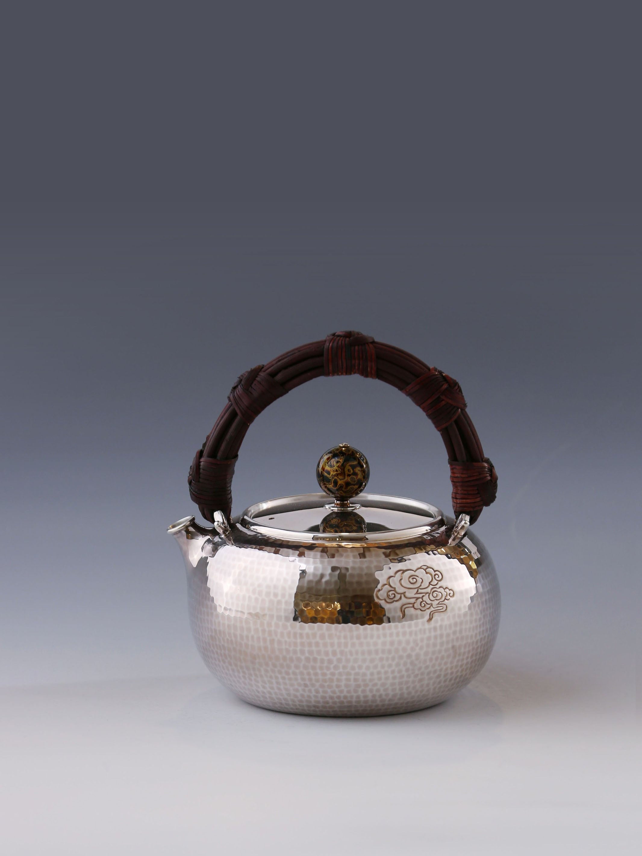 Auspicious Cloud and Ruyi Knot Silver Pot