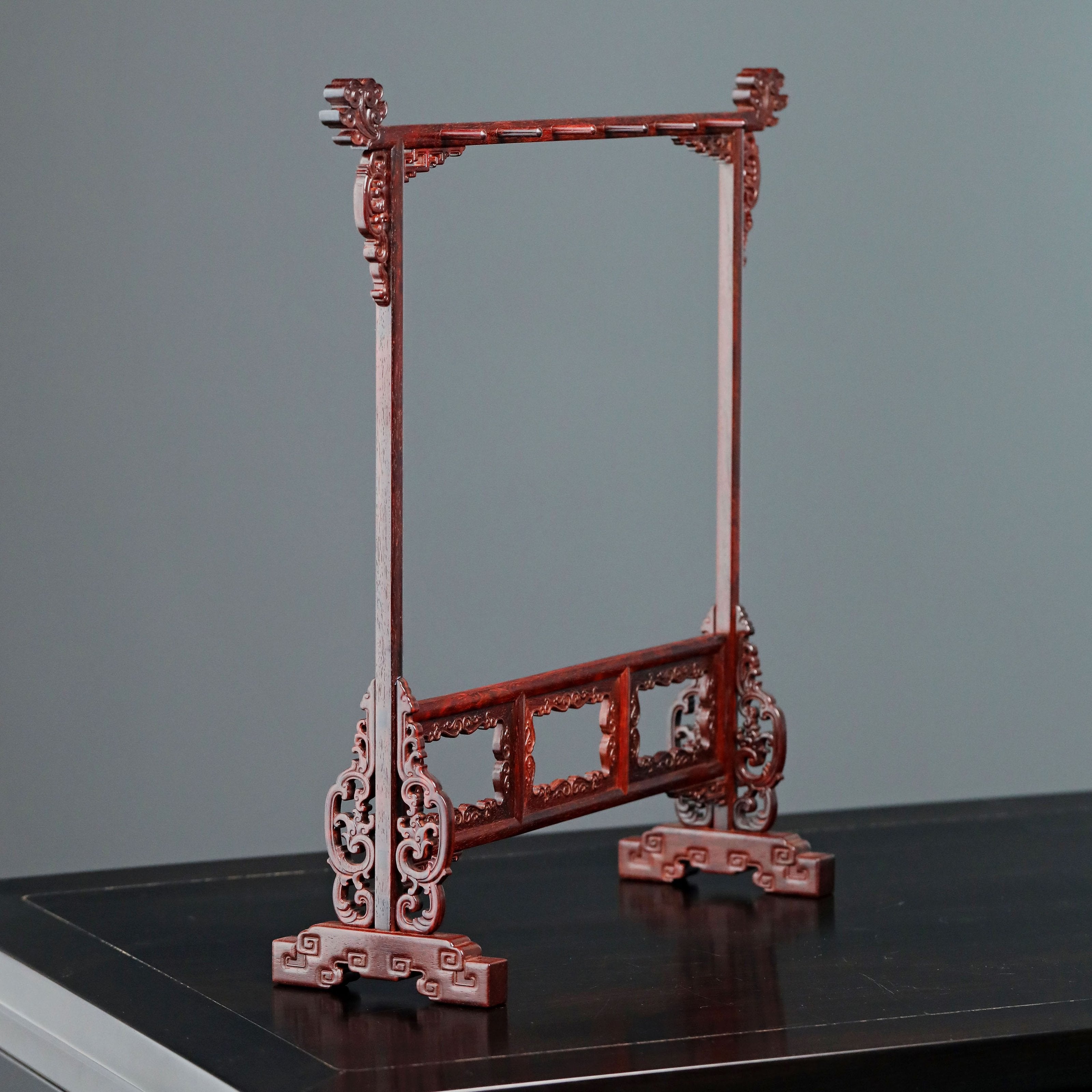 小叶紫檀 祥云纹笔架、笔挂