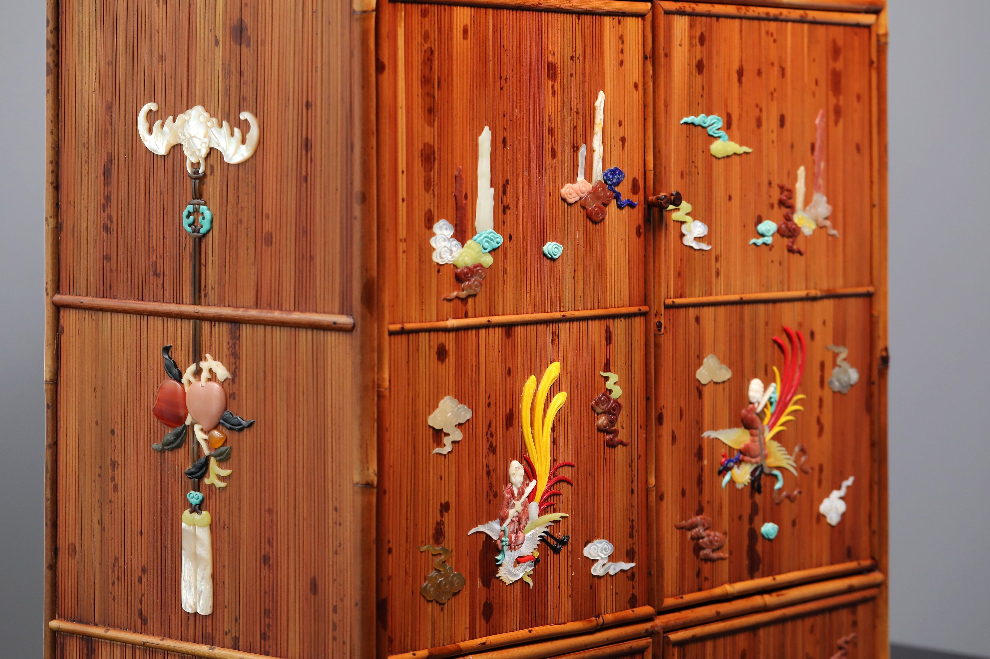 湘妃竹百寶嵌仙人騎鳳茶櫃