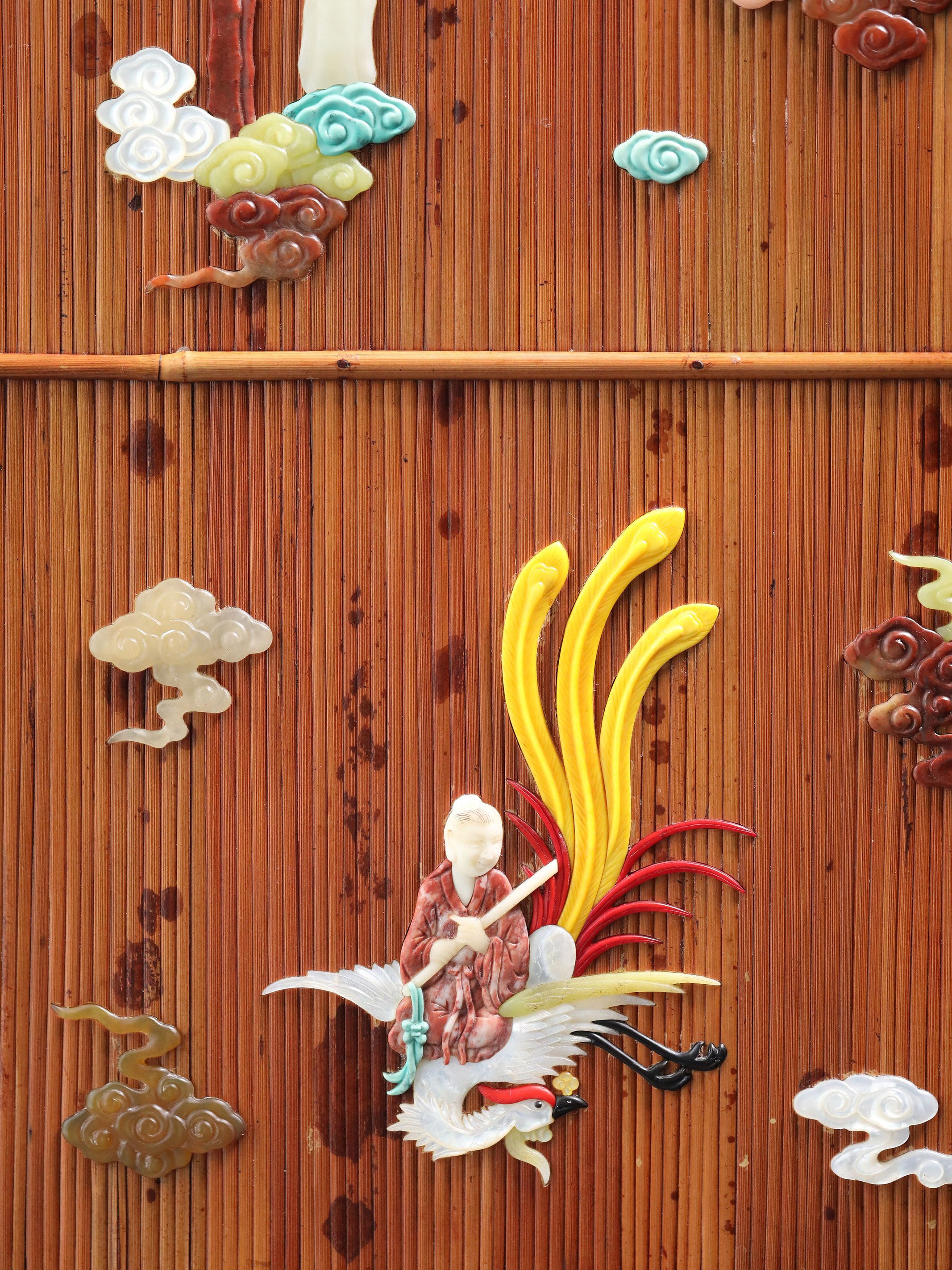 湘妃竹百寶嵌仙人騎鳳茶櫃