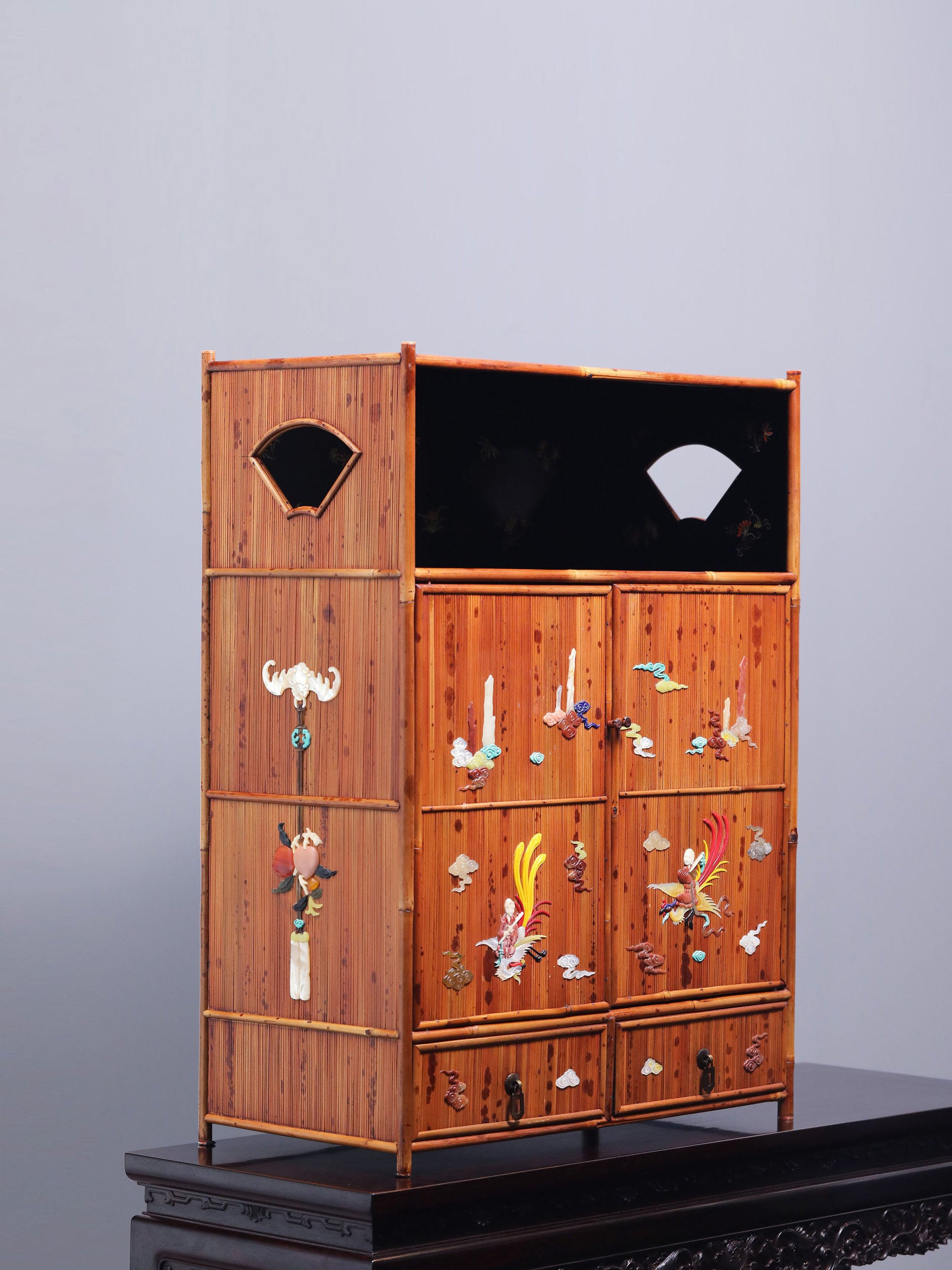 湘妃竹百寶嵌仙人騎鳳茶櫃