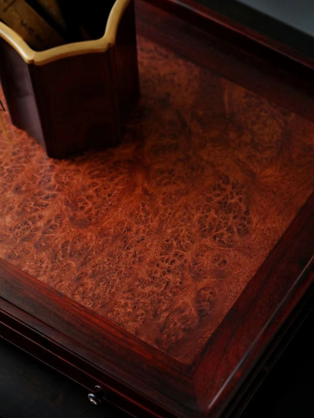 小葉紫檀嵌癭木素面文盤,紫光檀文盤