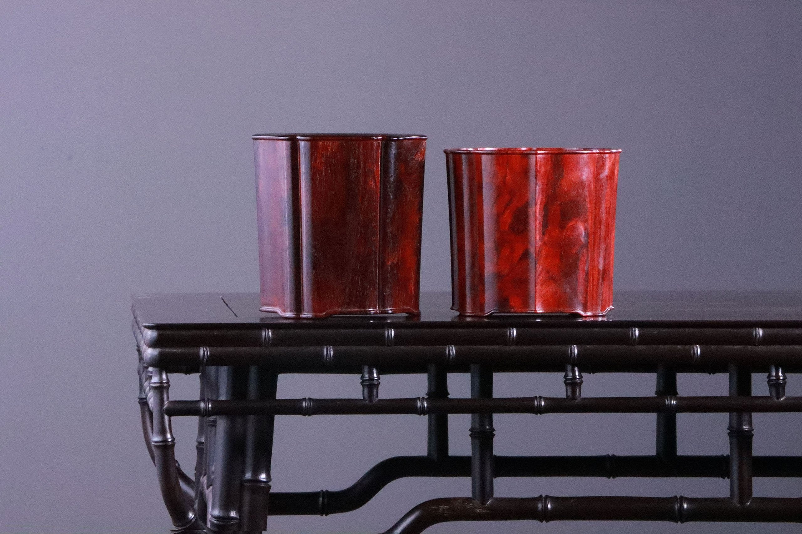 印度小葉紫檀菱花口筆筒