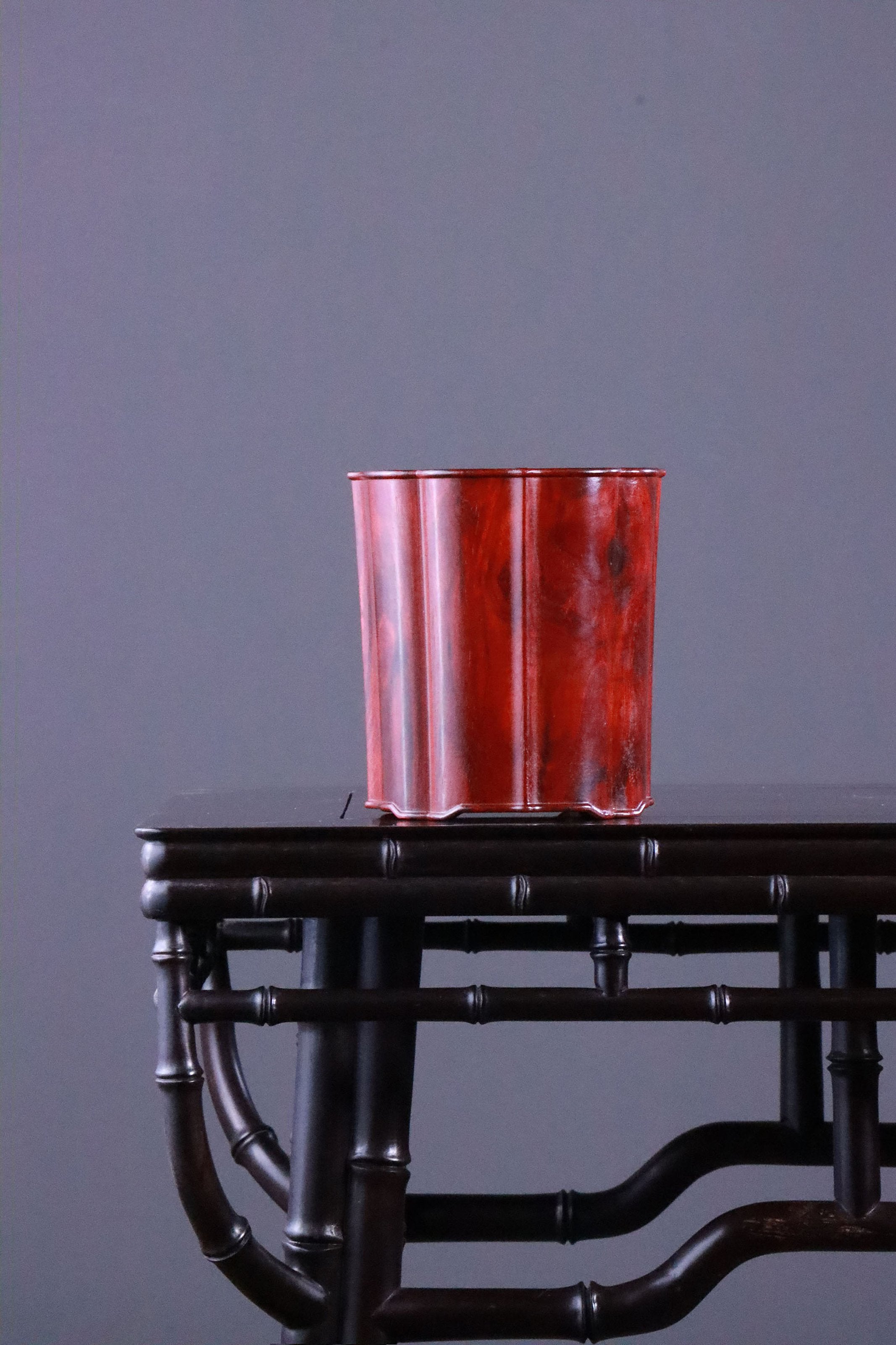 印度小葉紫檀菱花口筆筒