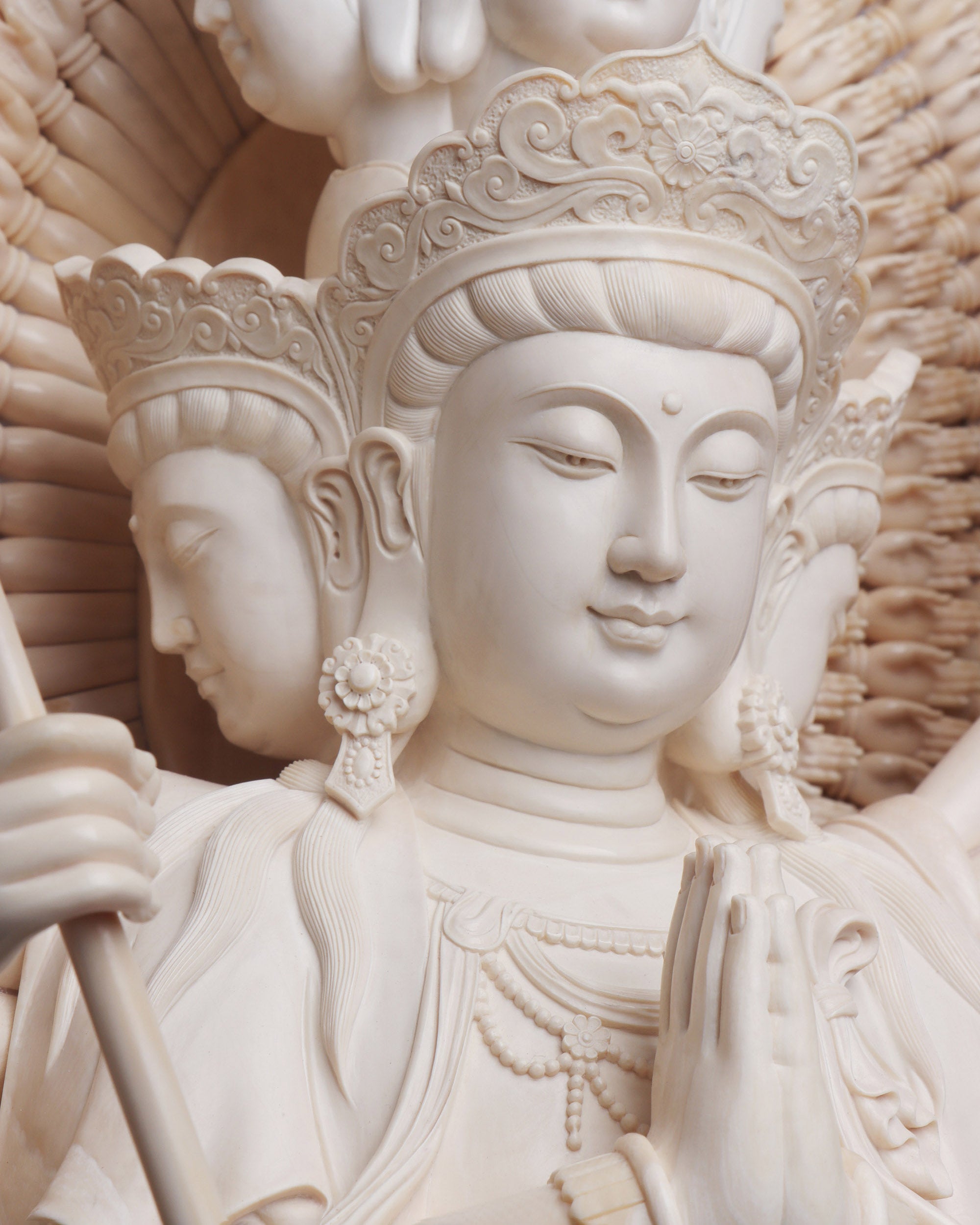 Mammoth Ivory Carving of Thousand-Handed Guanyin