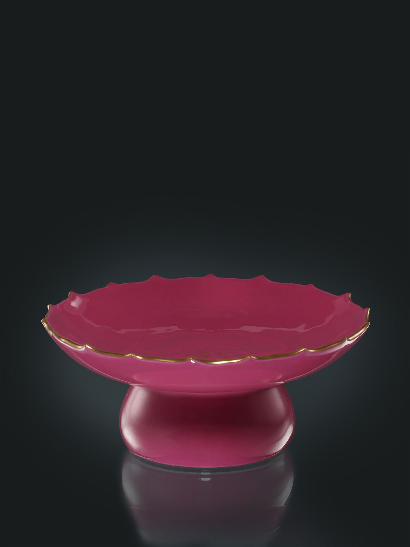 Carmine red Glaze Lobed-Mouth Dish