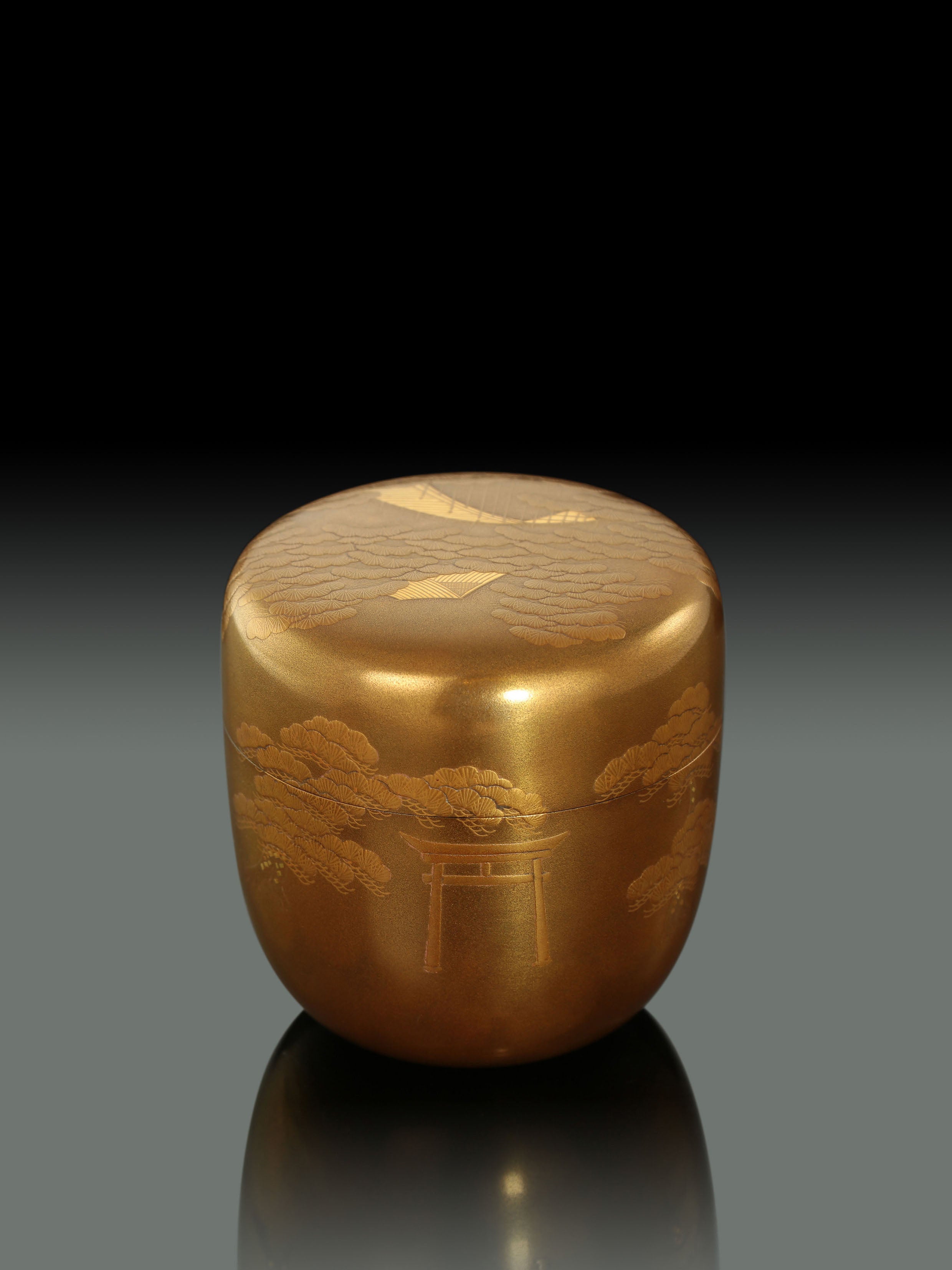 一後一兆作蒔繪山水紋茶棗