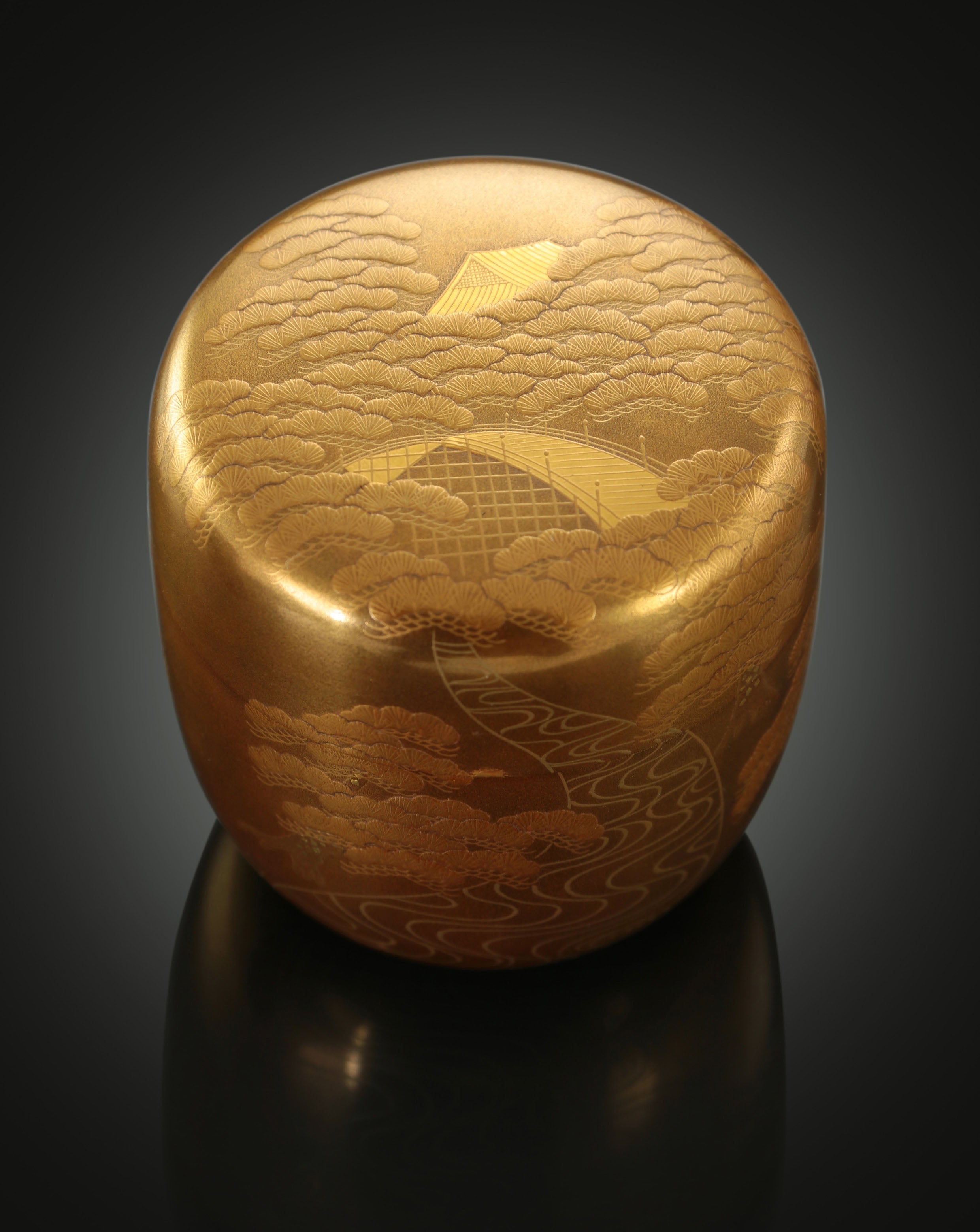 一后一兆作 莳绘山水纹茶枣