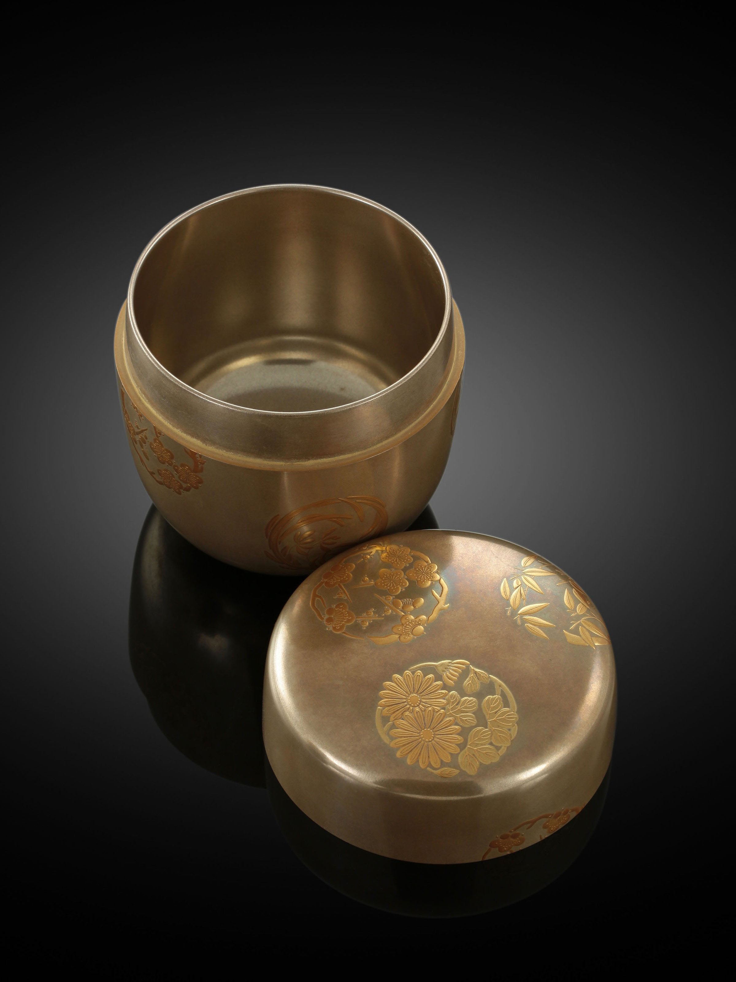 一後一兆作蒔繪四君子茶棗