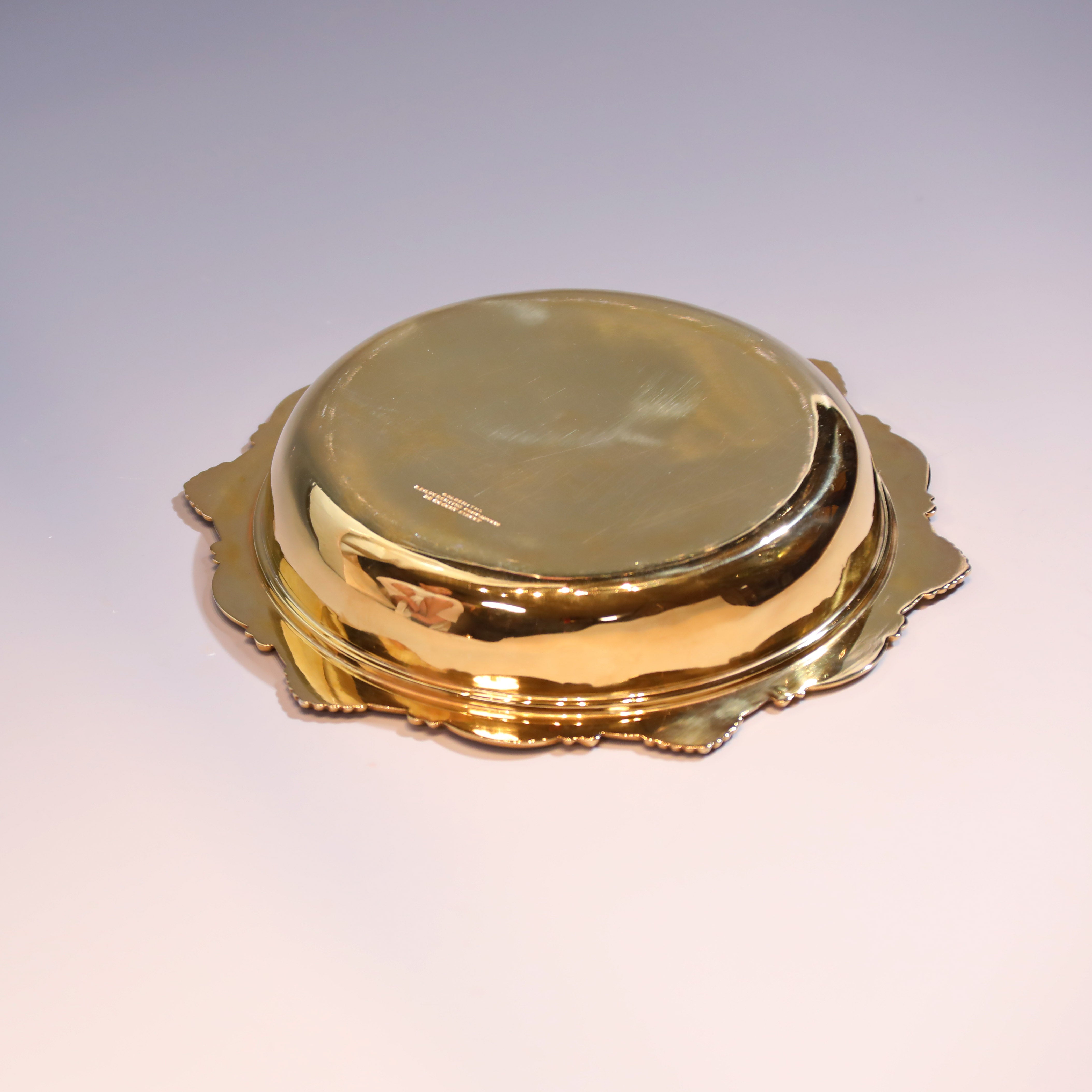 1917-1918英国伦敦制纯银鎏金带盖茶点盘