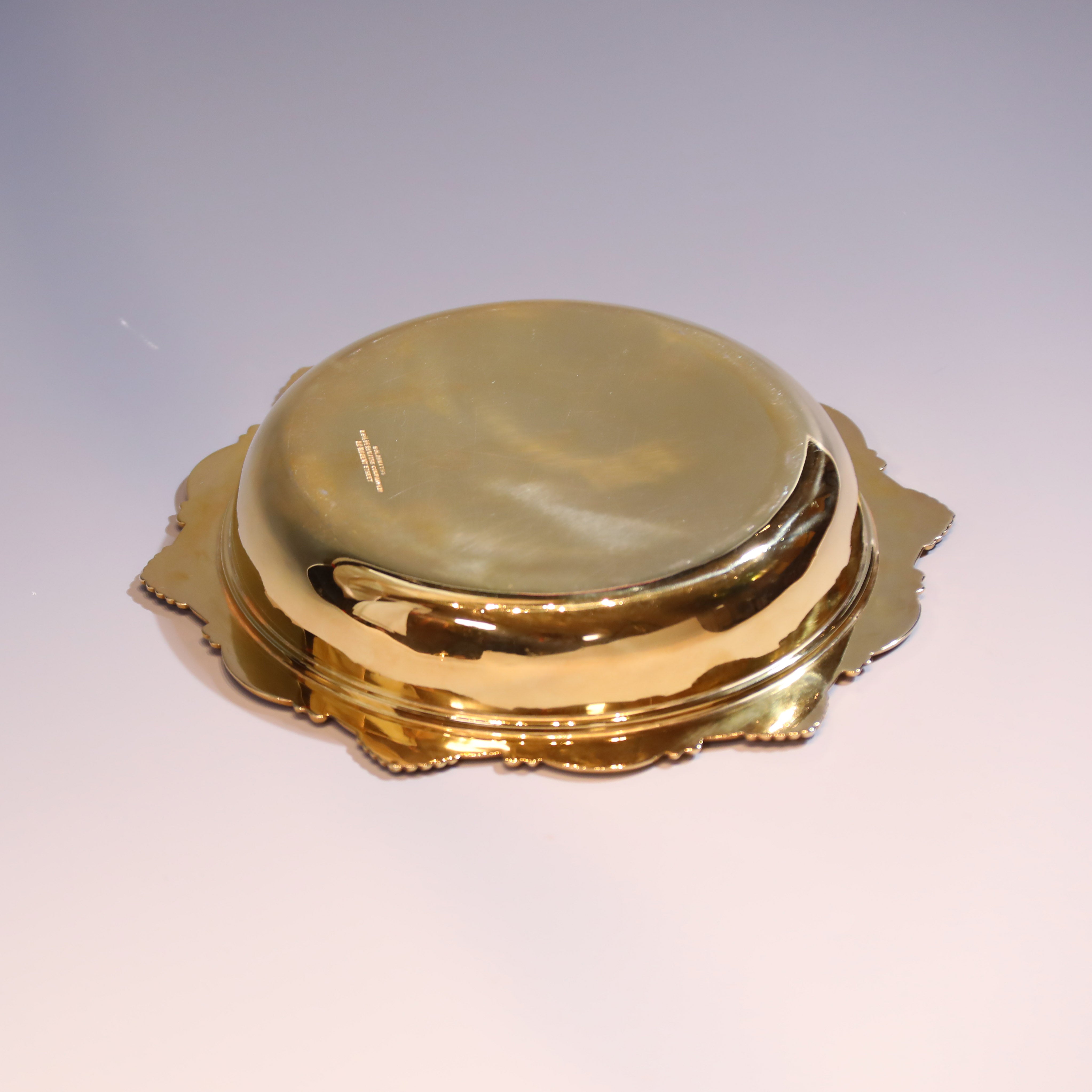 1917-1918英国伦敦制纯银鎏金带盖茶点盘