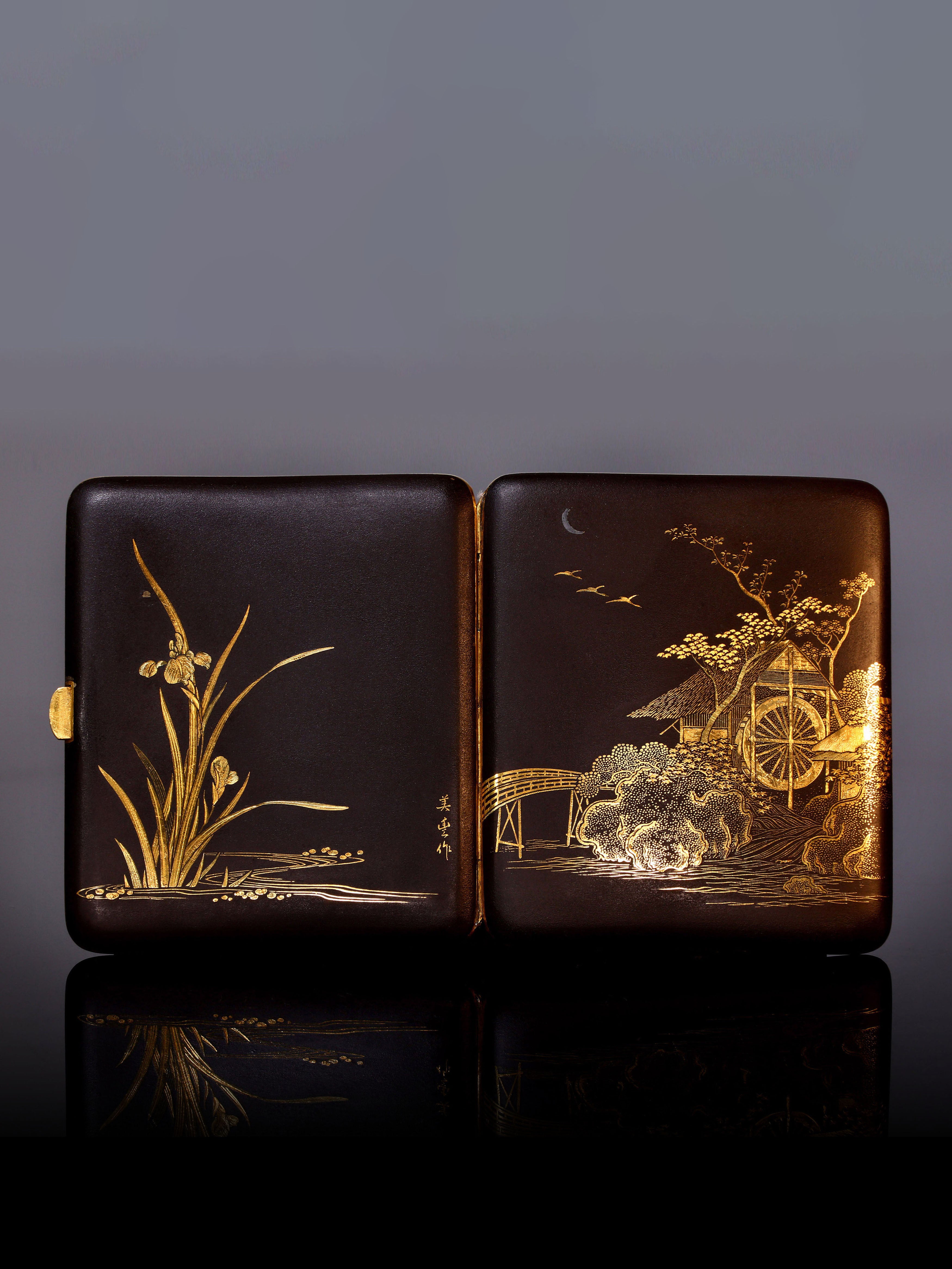 《月出驚山鳥》明治時期煙盒