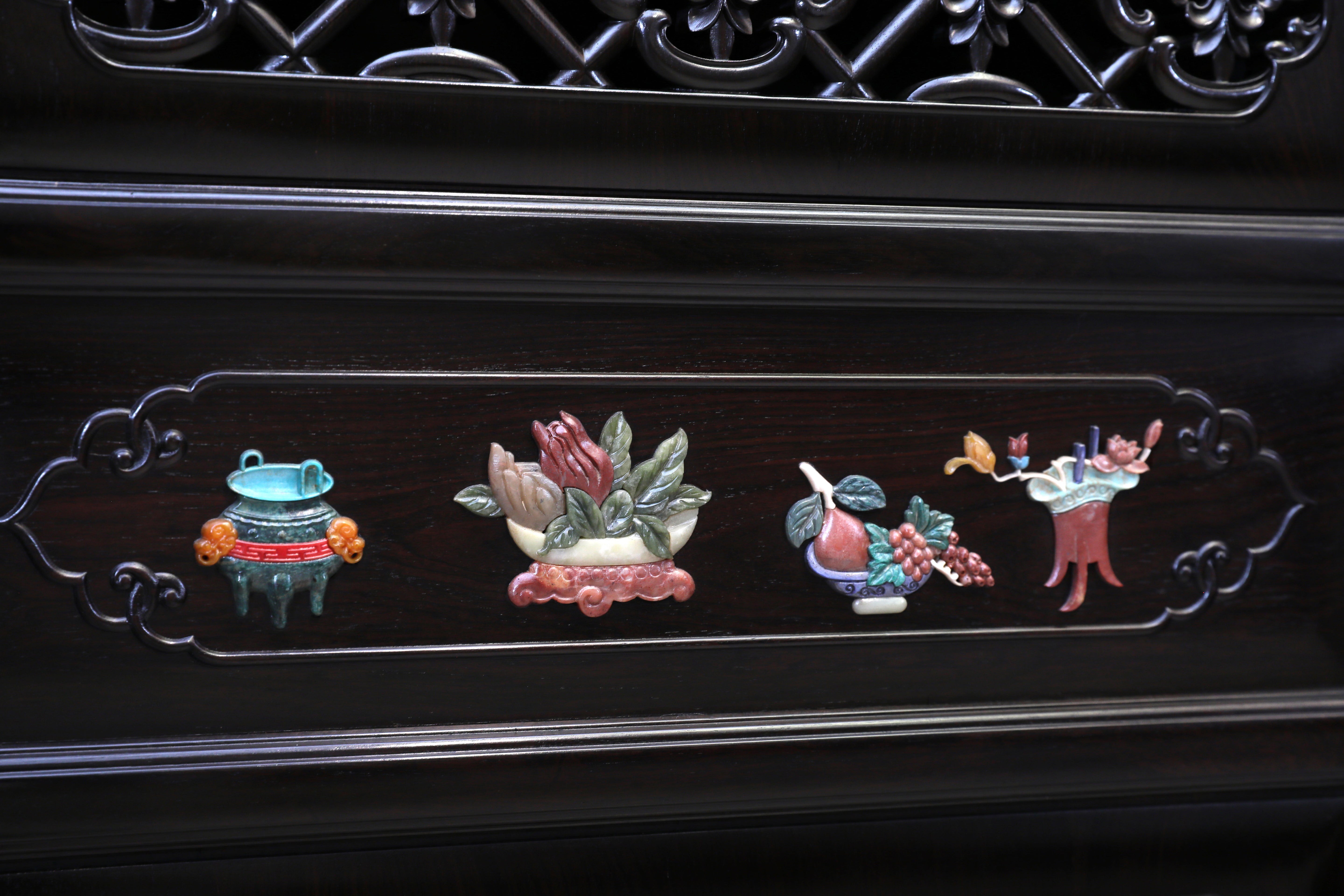 African Blackwood Wanli Cabinet with multi-treasure Inlay Antique Motif