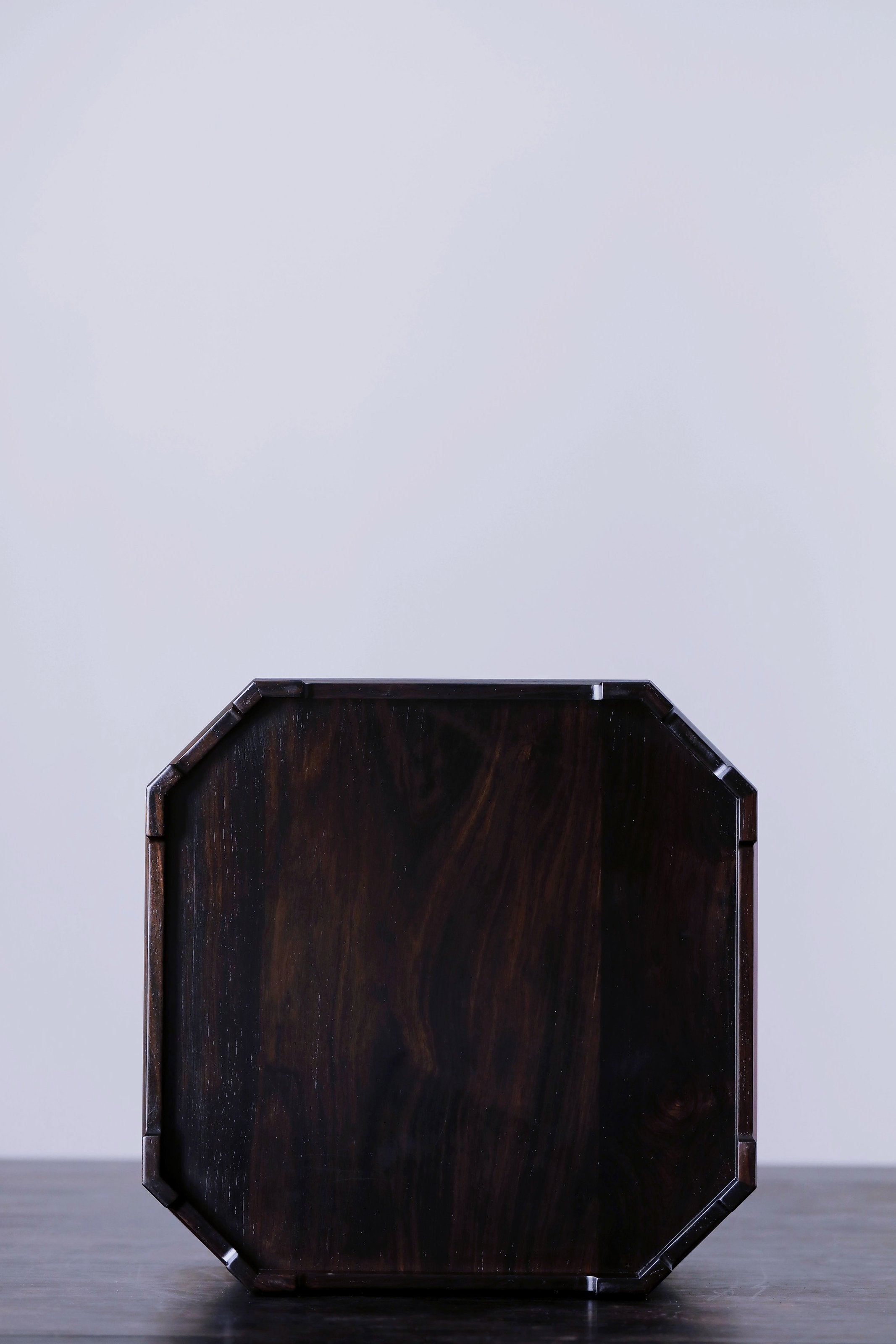 紫光檀描金仙阁图三层八角茶盒