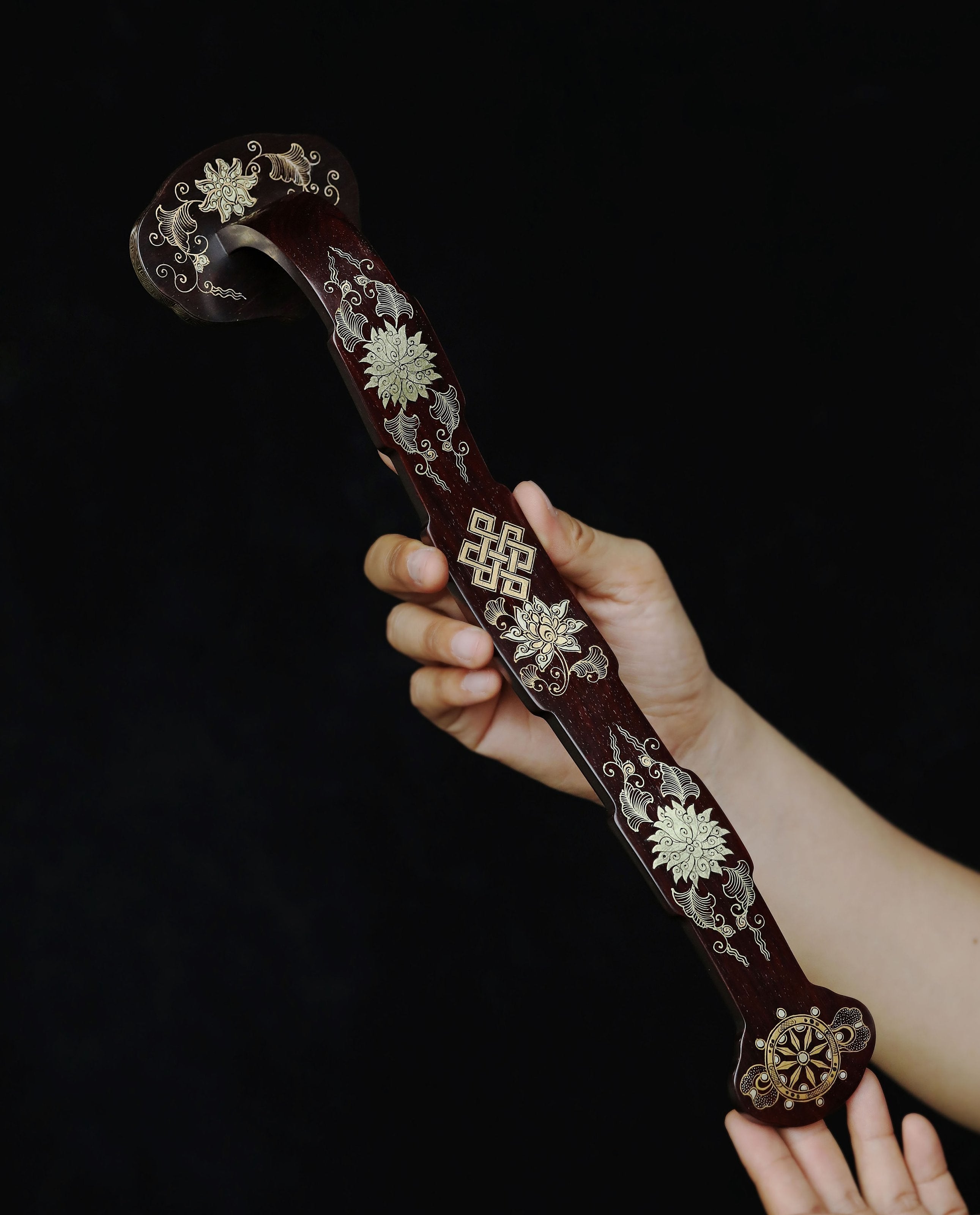 小叶紫檀描真金如意