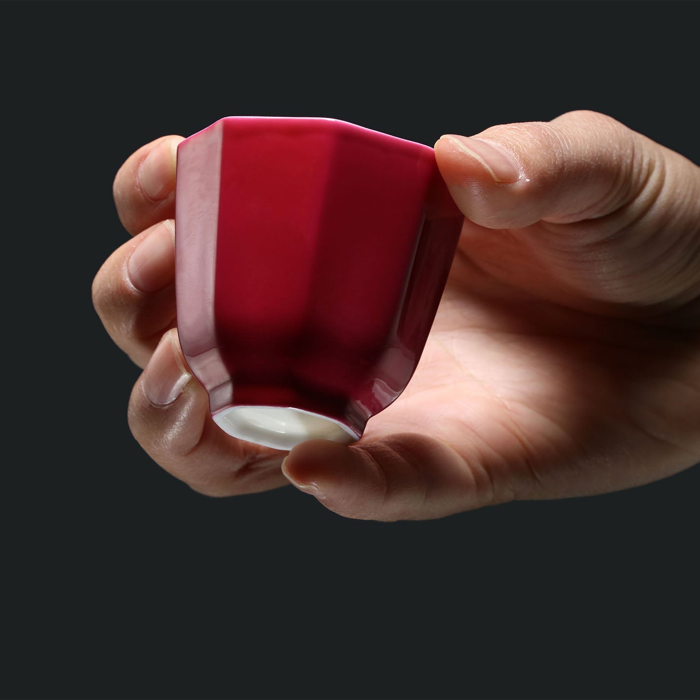 Carmine red Glaze Hexagonal Cup