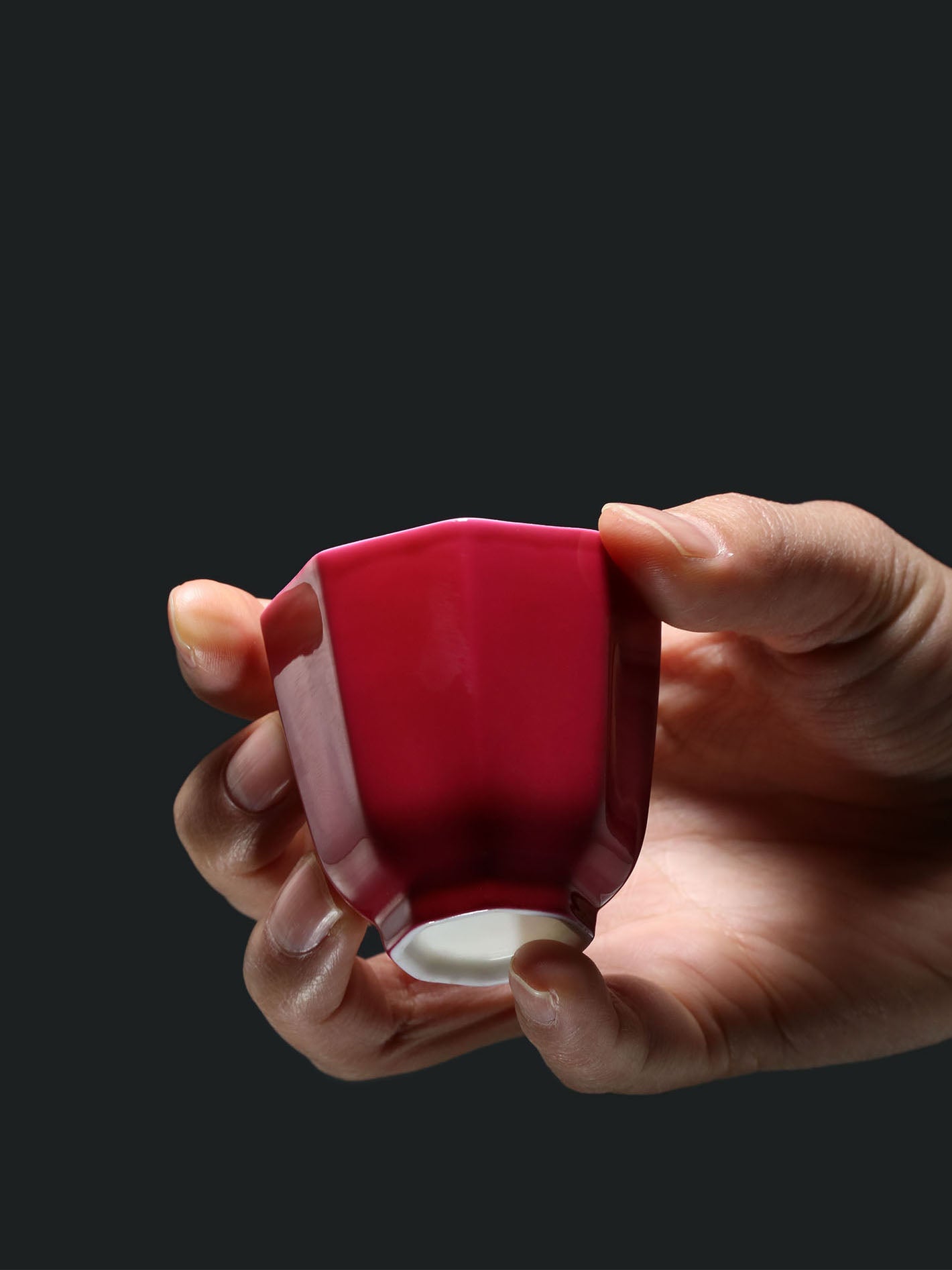 Carmine red Glaze Hexagonal Cup