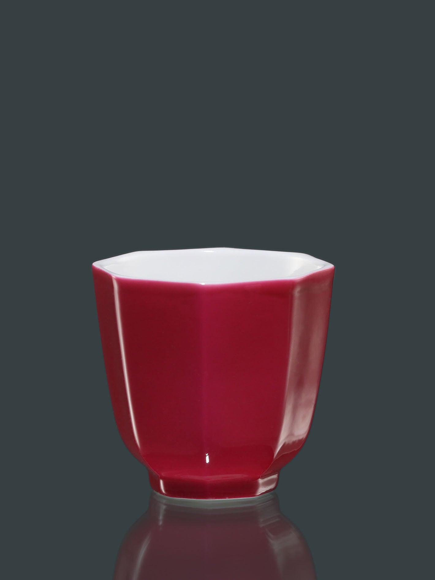 Carmine red Glaze Hexagonal Cup