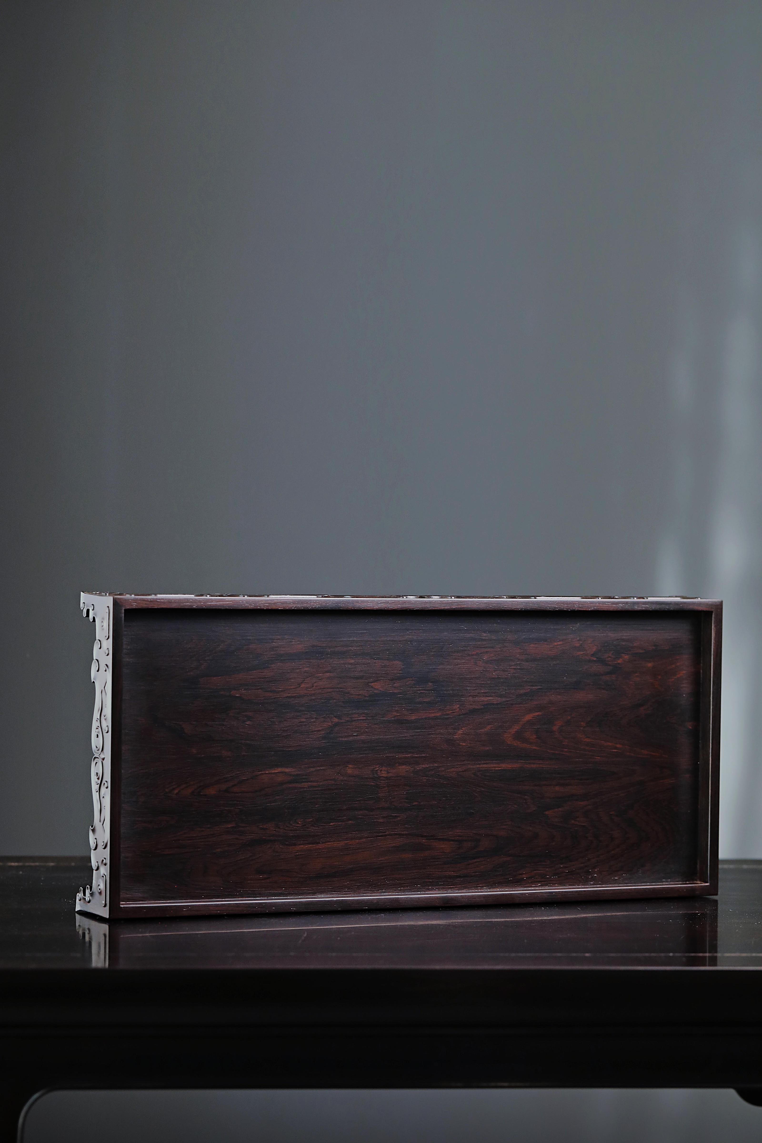 紫光檀如意卷草都承盘