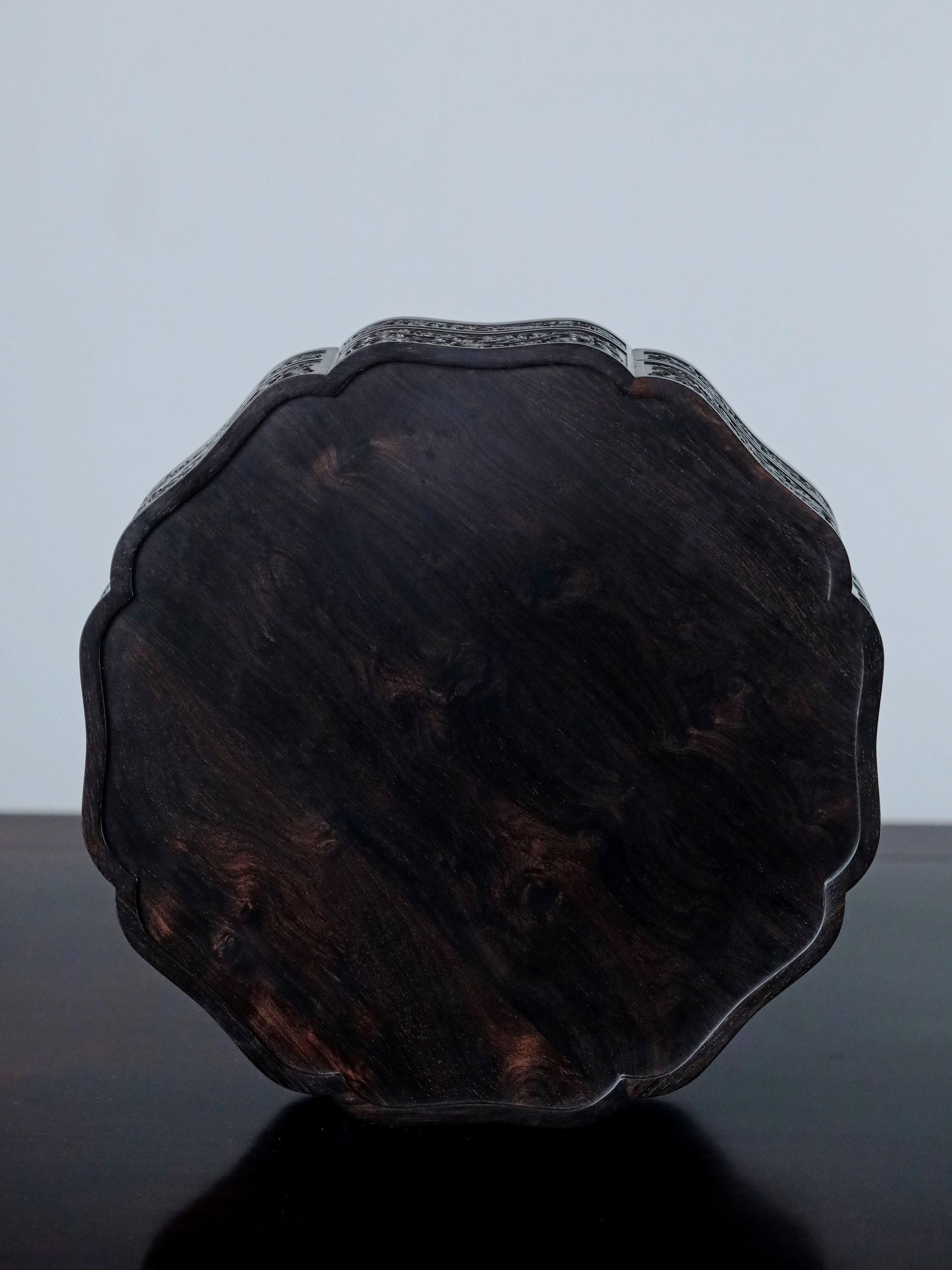 紫光檀素面葵花八宝果盒