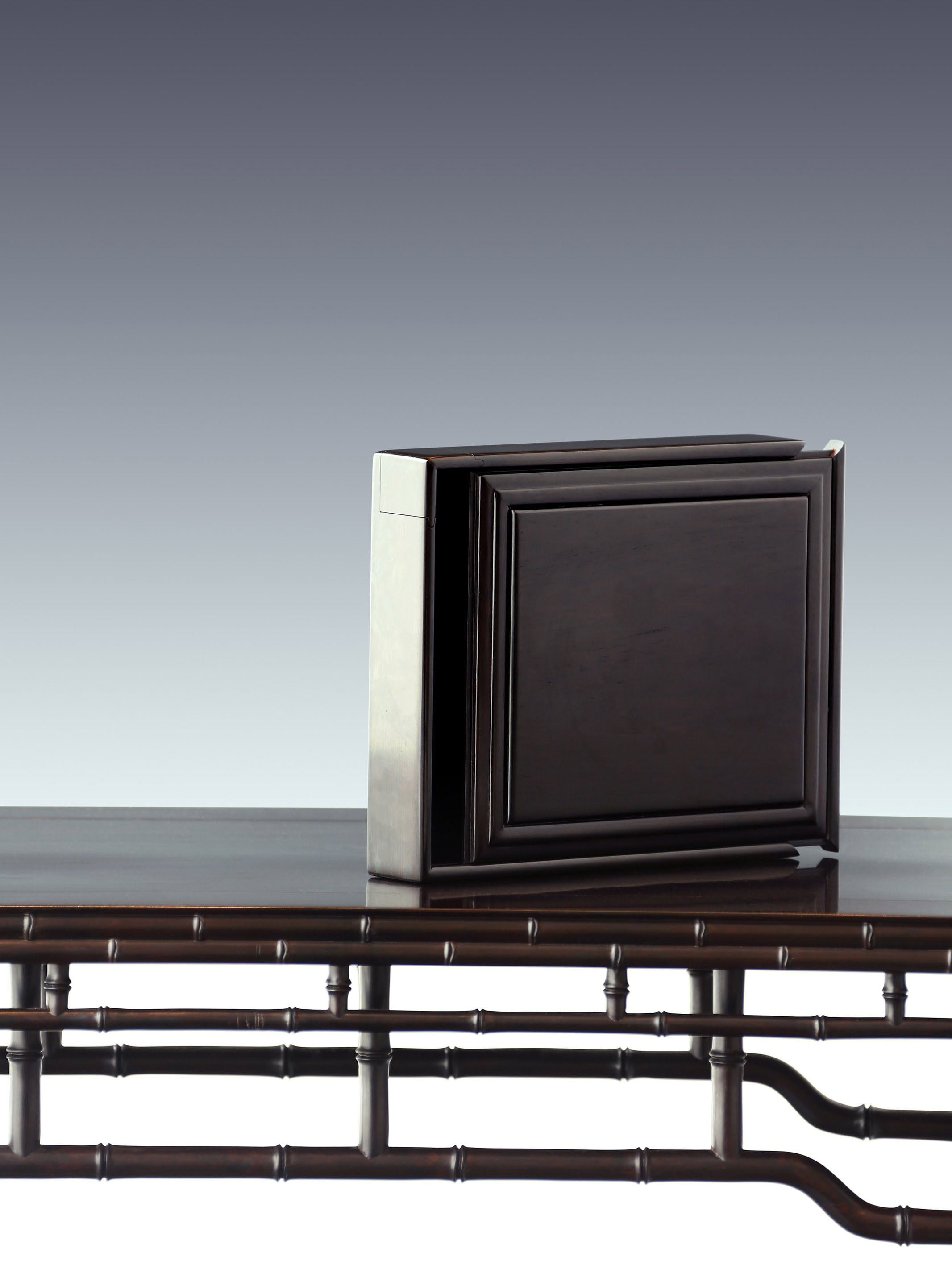 紫光檀素面抽拉茶盒