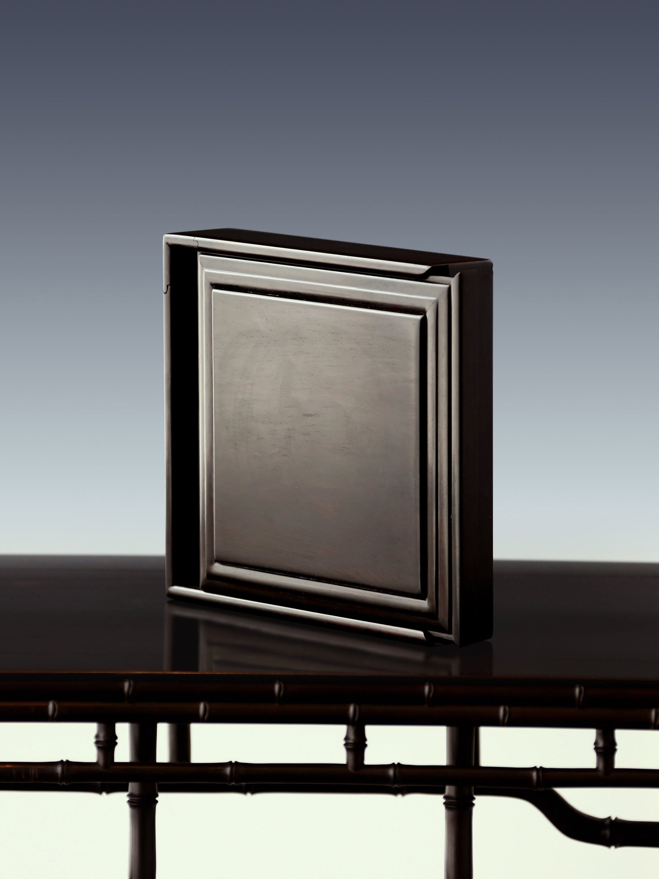 紫光檀素面抽拉茶盒