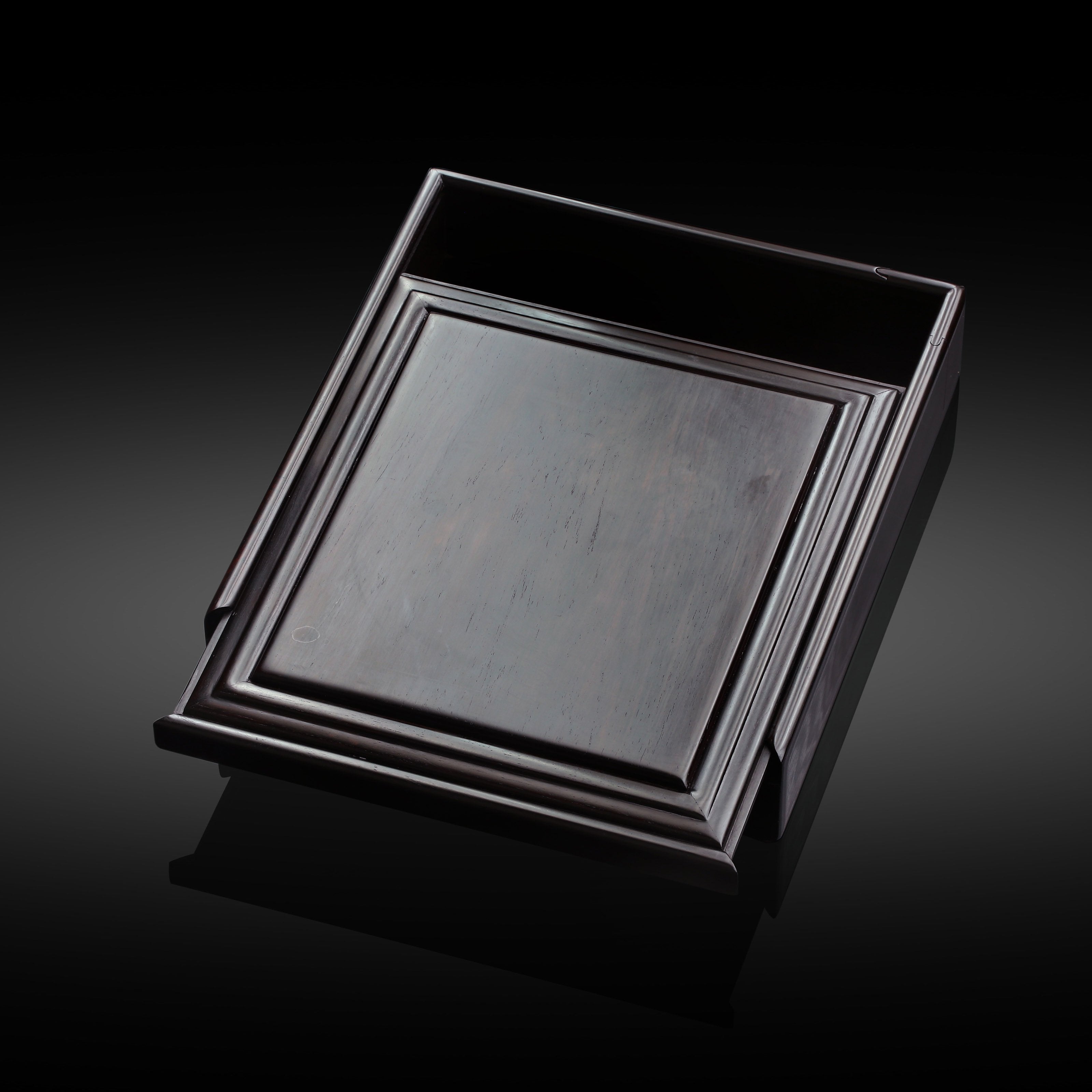 紫光檀素面抽拉茶盒