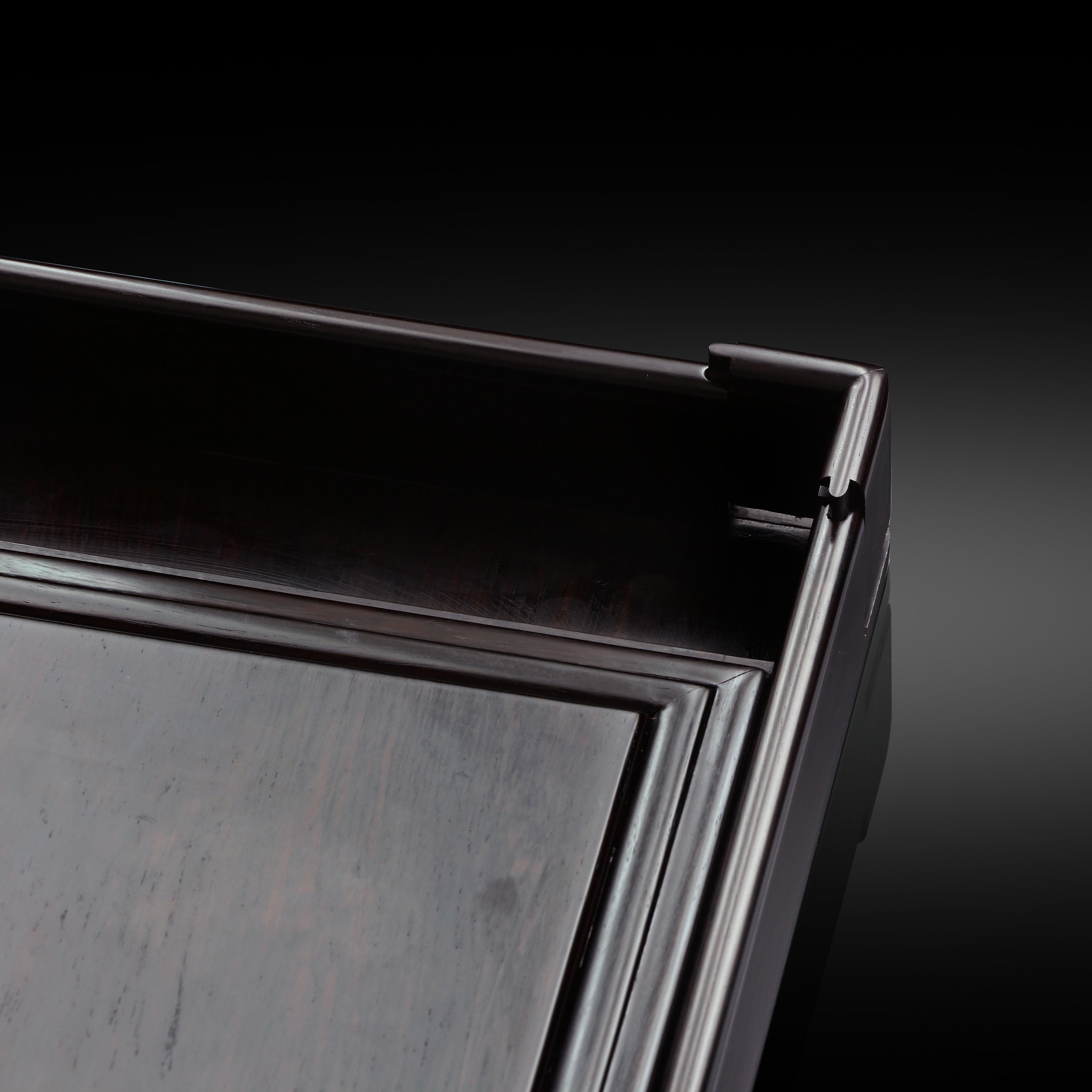 紫光檀素面抽拉茶盒