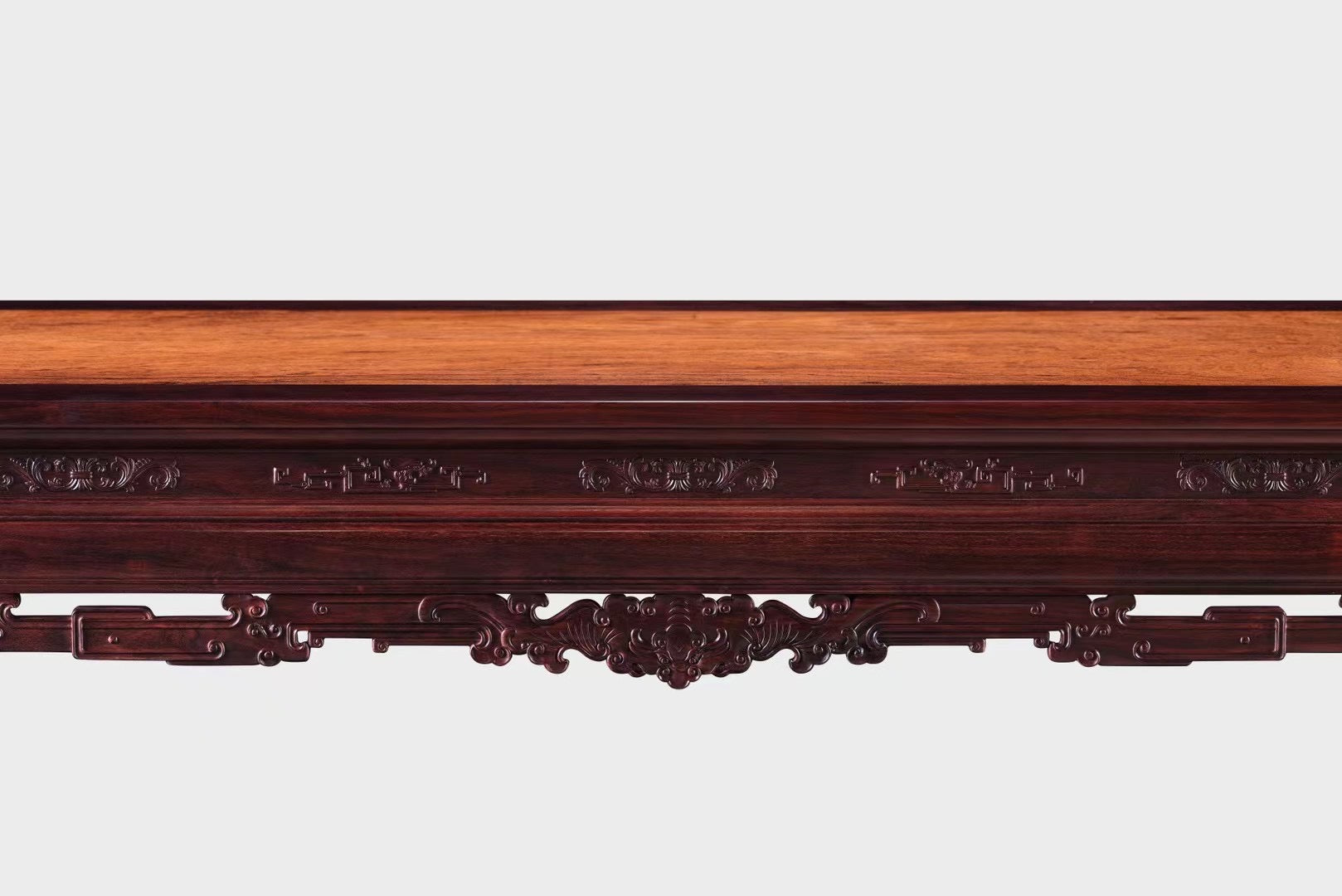 紫檀嵌黄花梨夔龙纹条桌