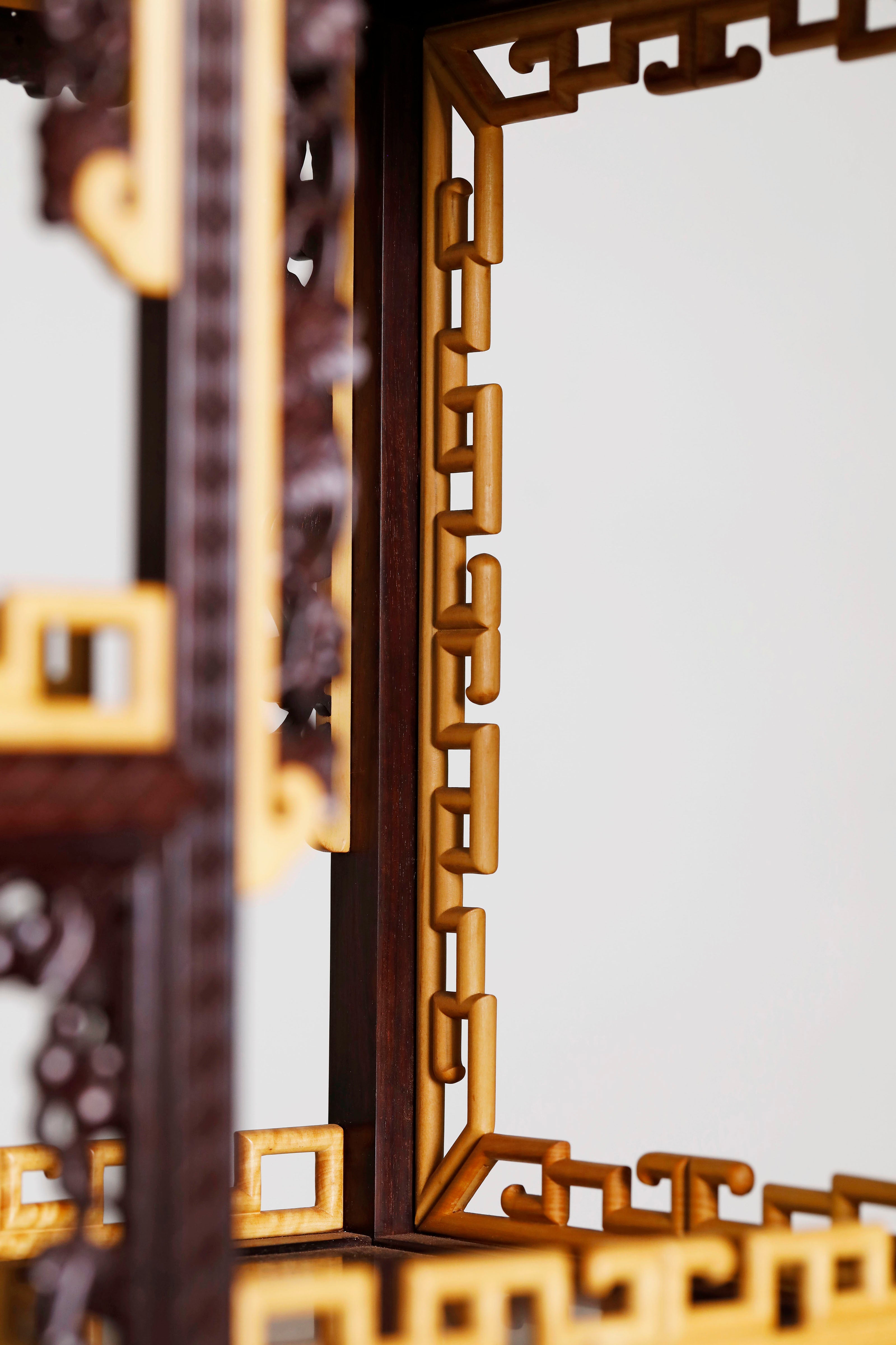 小葉紫檀百寶嵌案上博古架