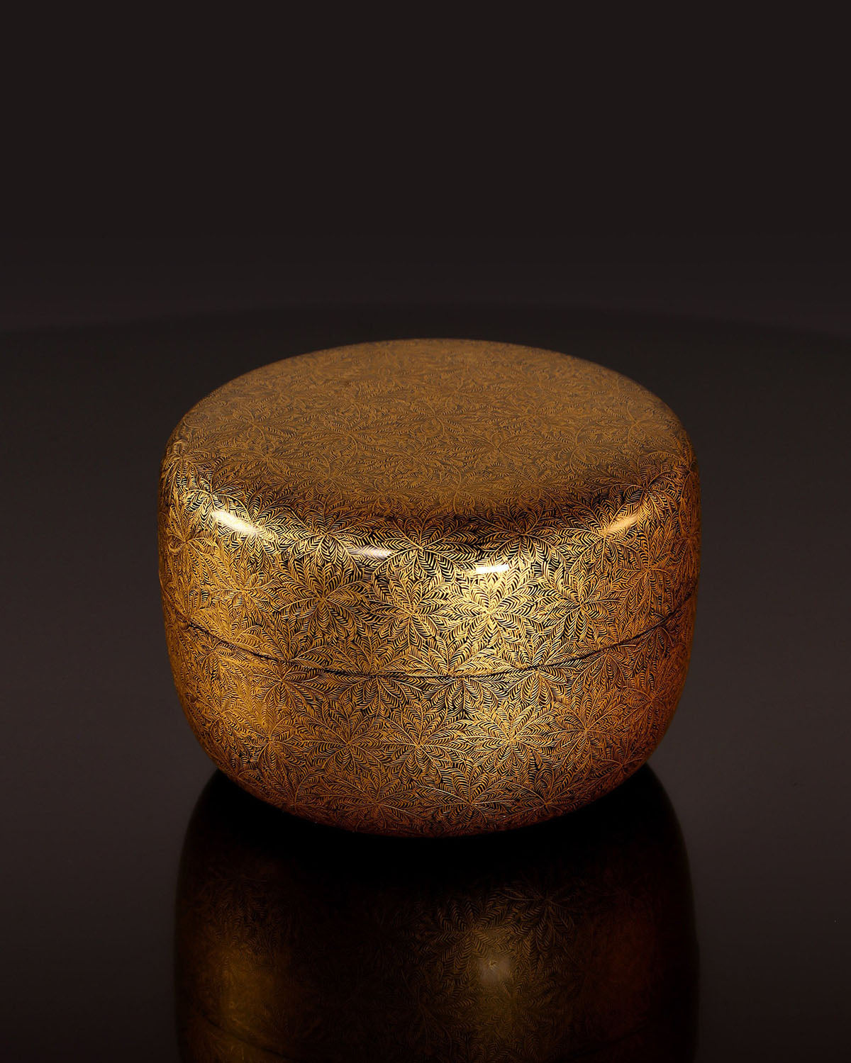 加治武輪島沈金茶棗