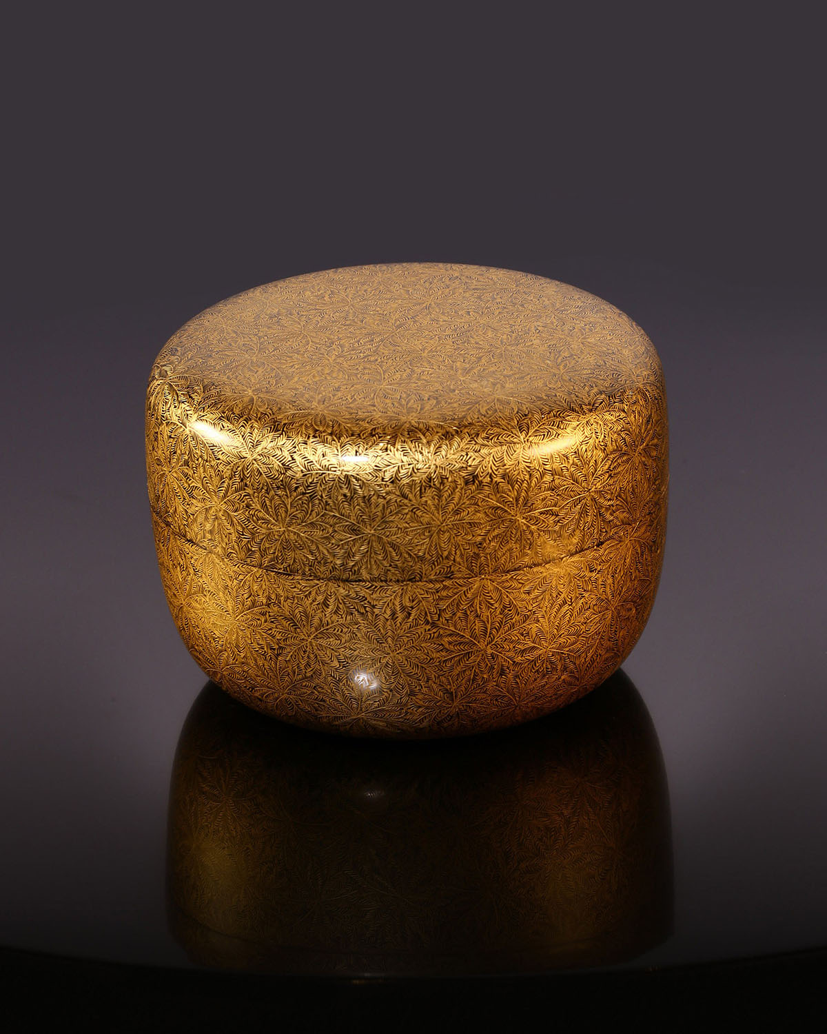 加治武輪島沈金茶棗