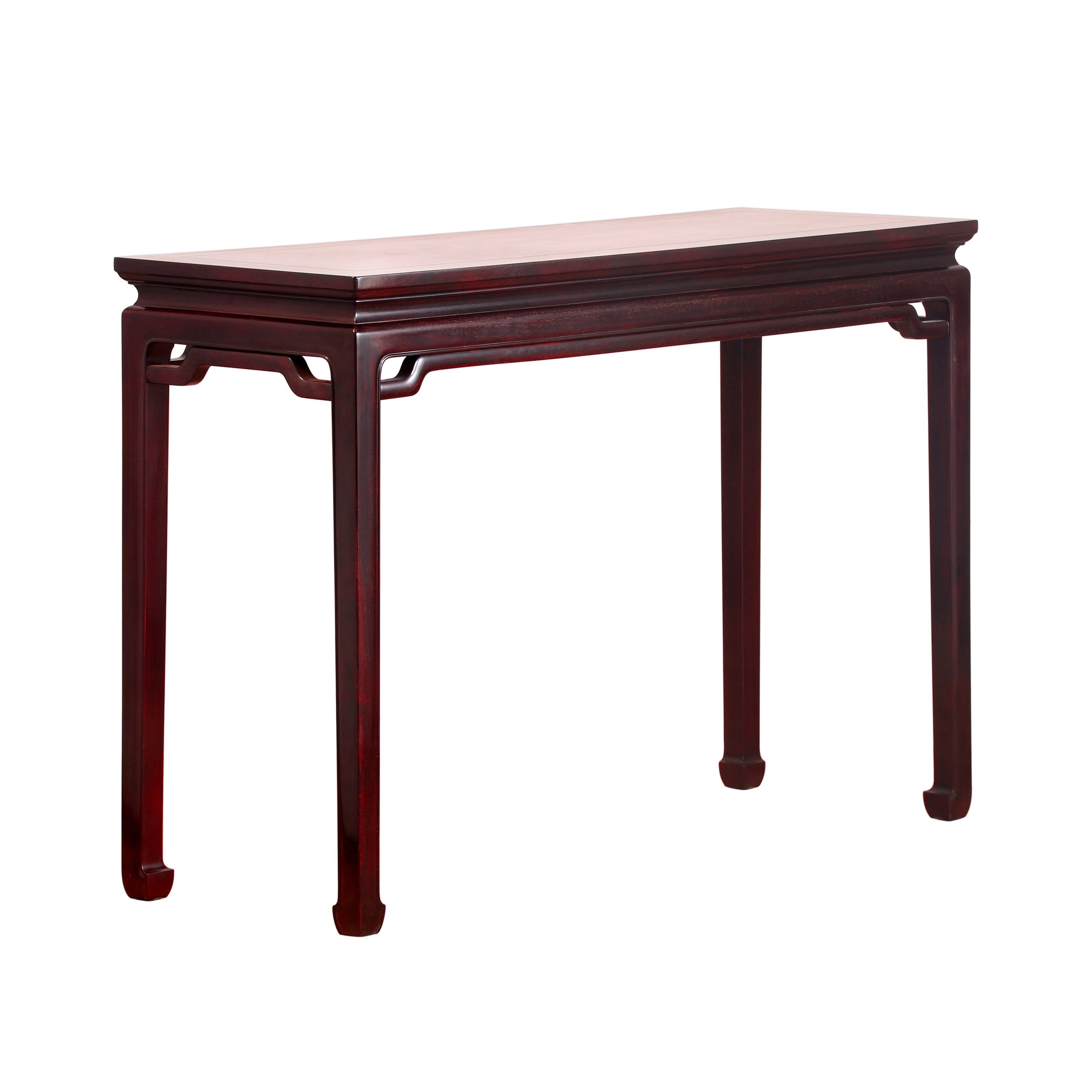 高束腰顶牙罗锅枨马蹄足条桌