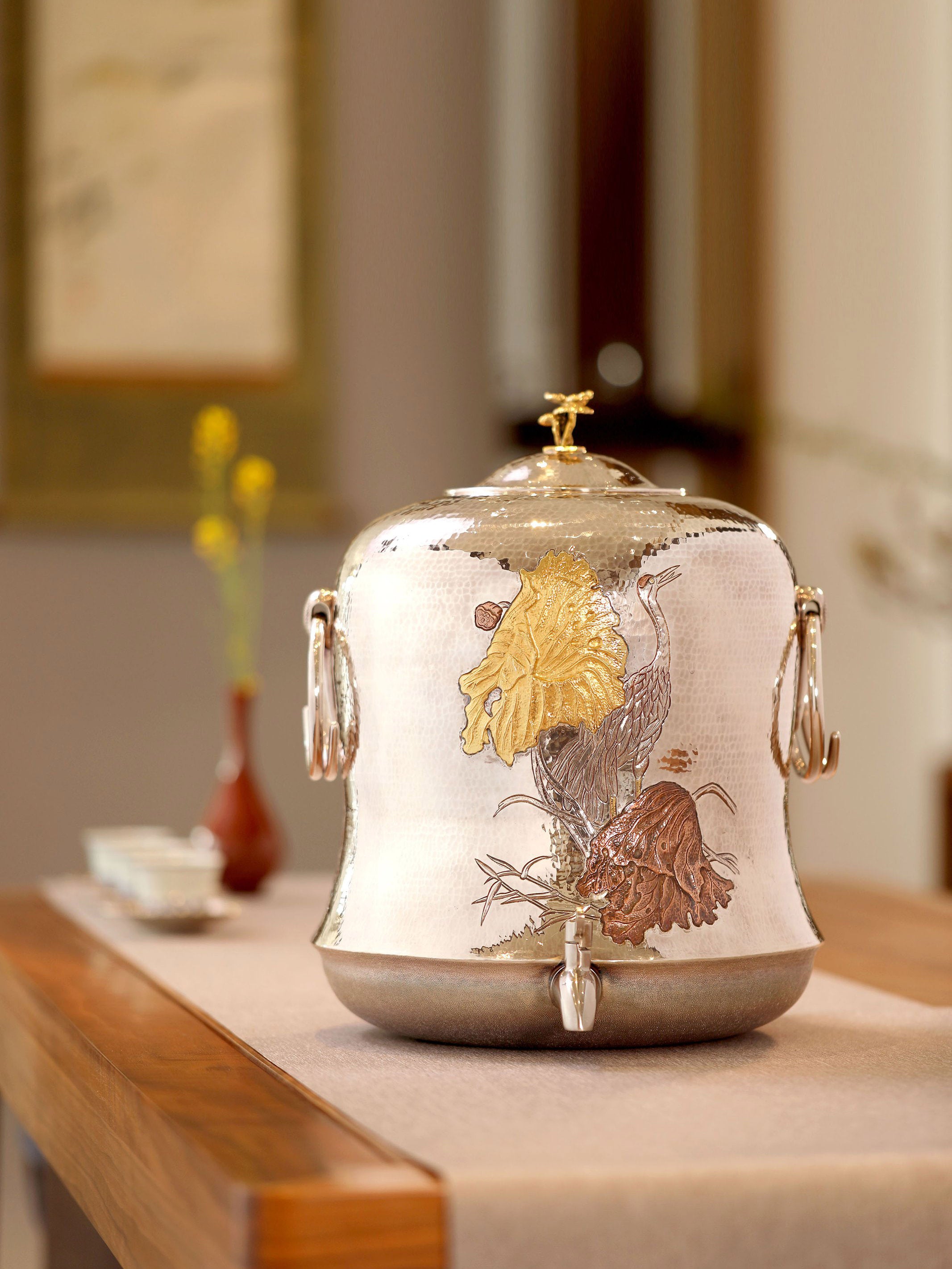 仙鹤纯银大水缸