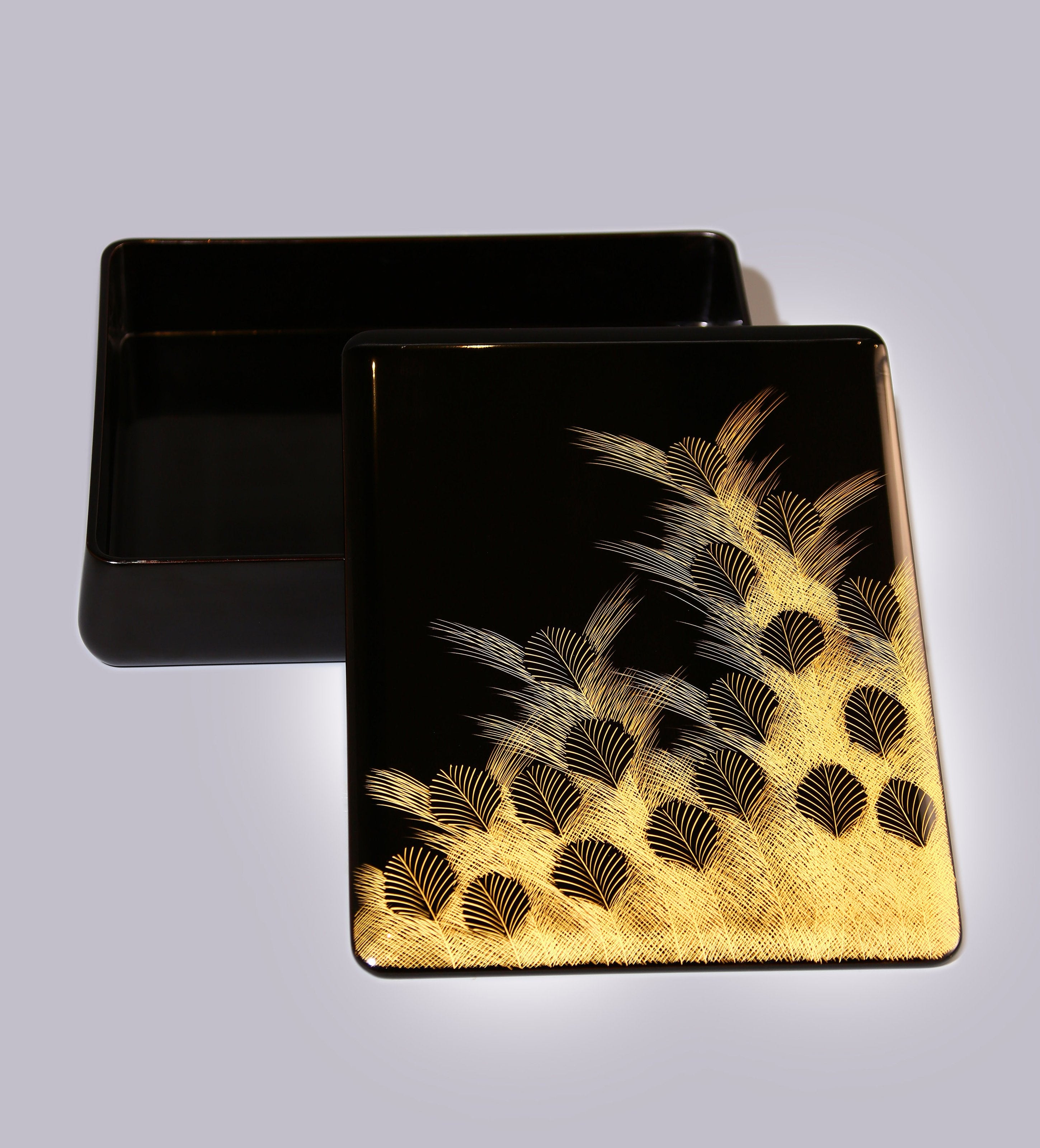 日本大漆沈金师光石作文房盒