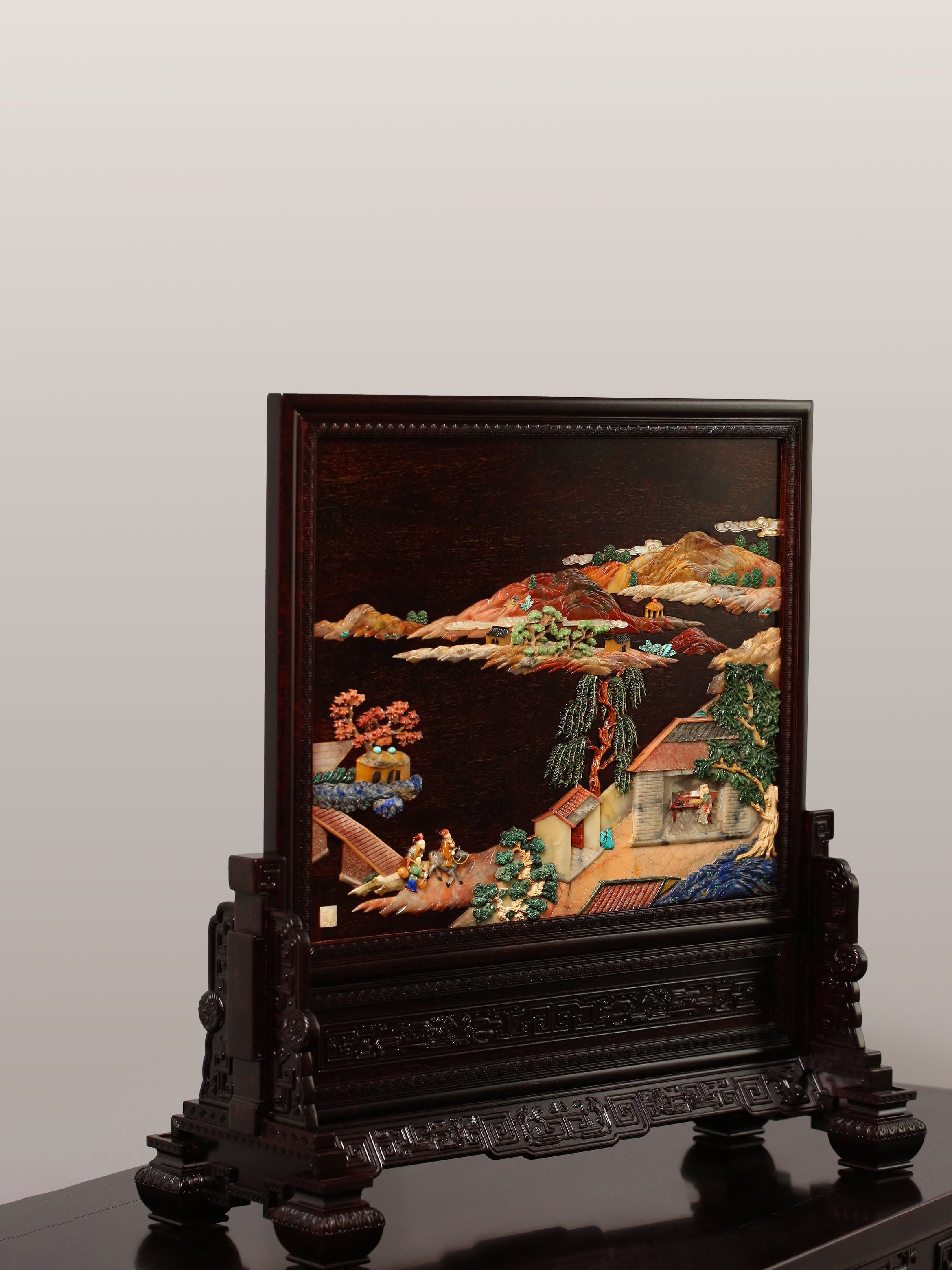 shiribonshi様のディスプレイ Rosewood Inlaid Scholar and Phoenix Pattern Screen