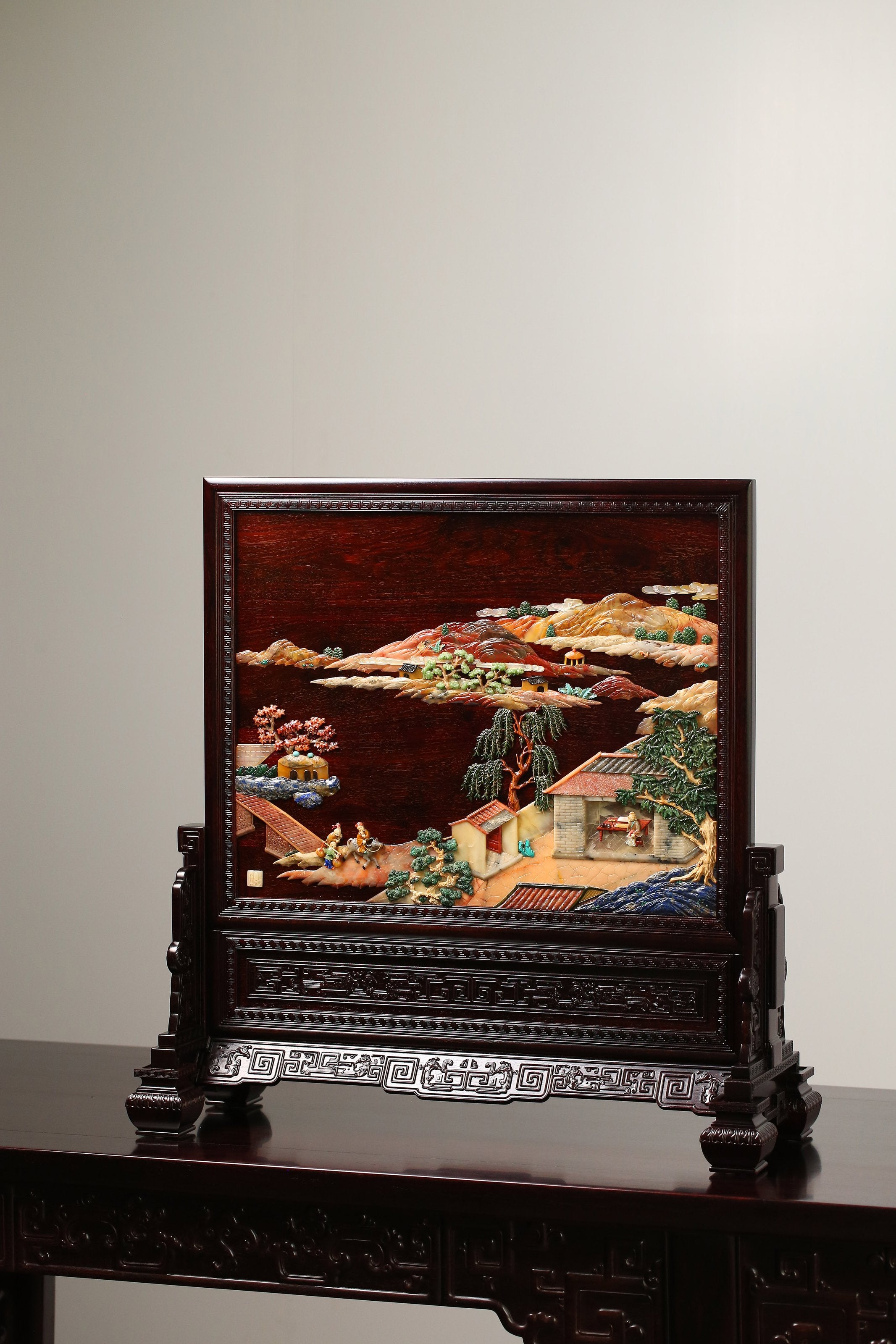 shiribonshi様のディスプレイ Rosewood Inlaid Scholar and Phoenix Pattern Screen
