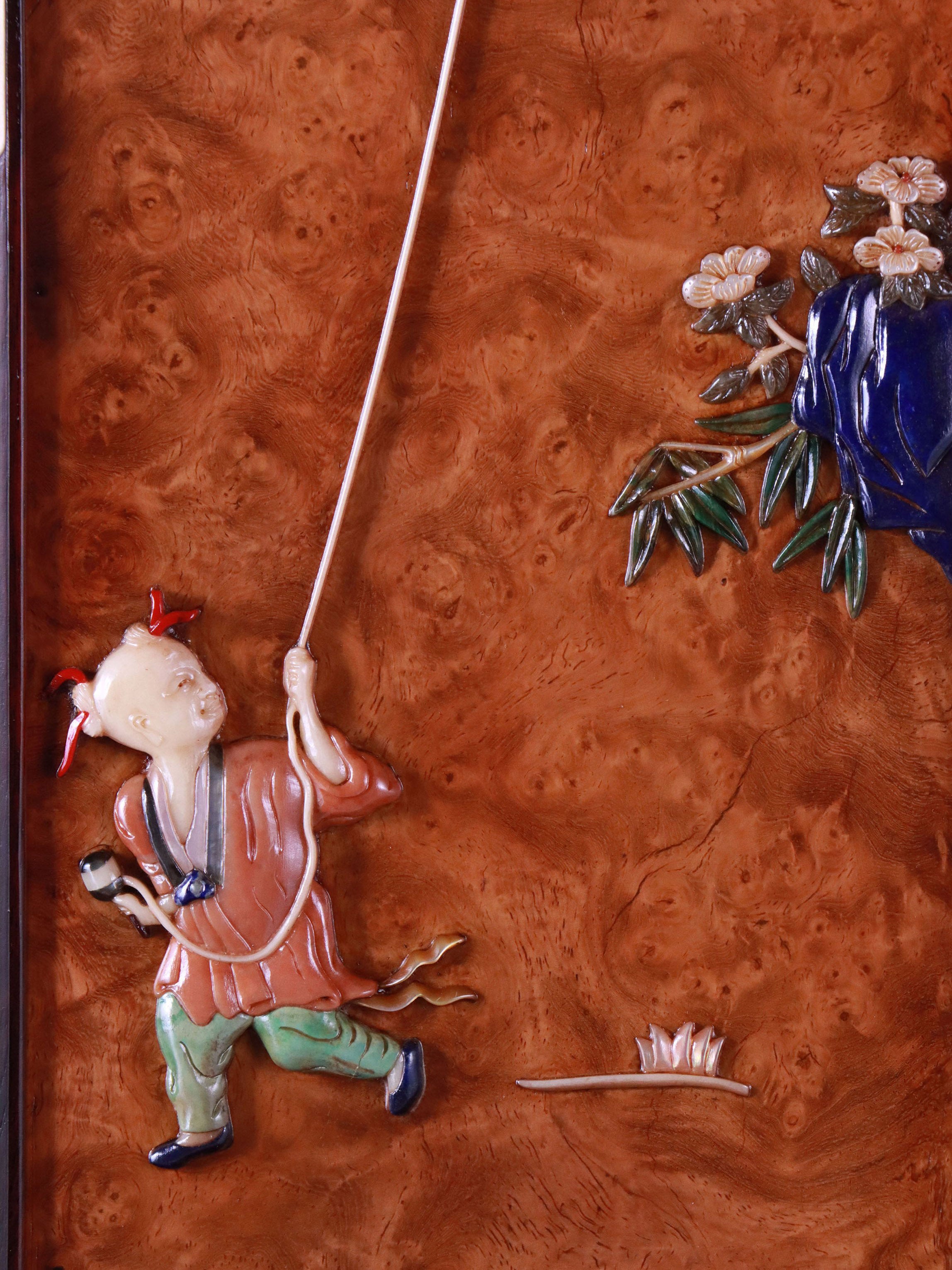 酸枝嵌癭木百寶嵌圓角案上茶邊櫃