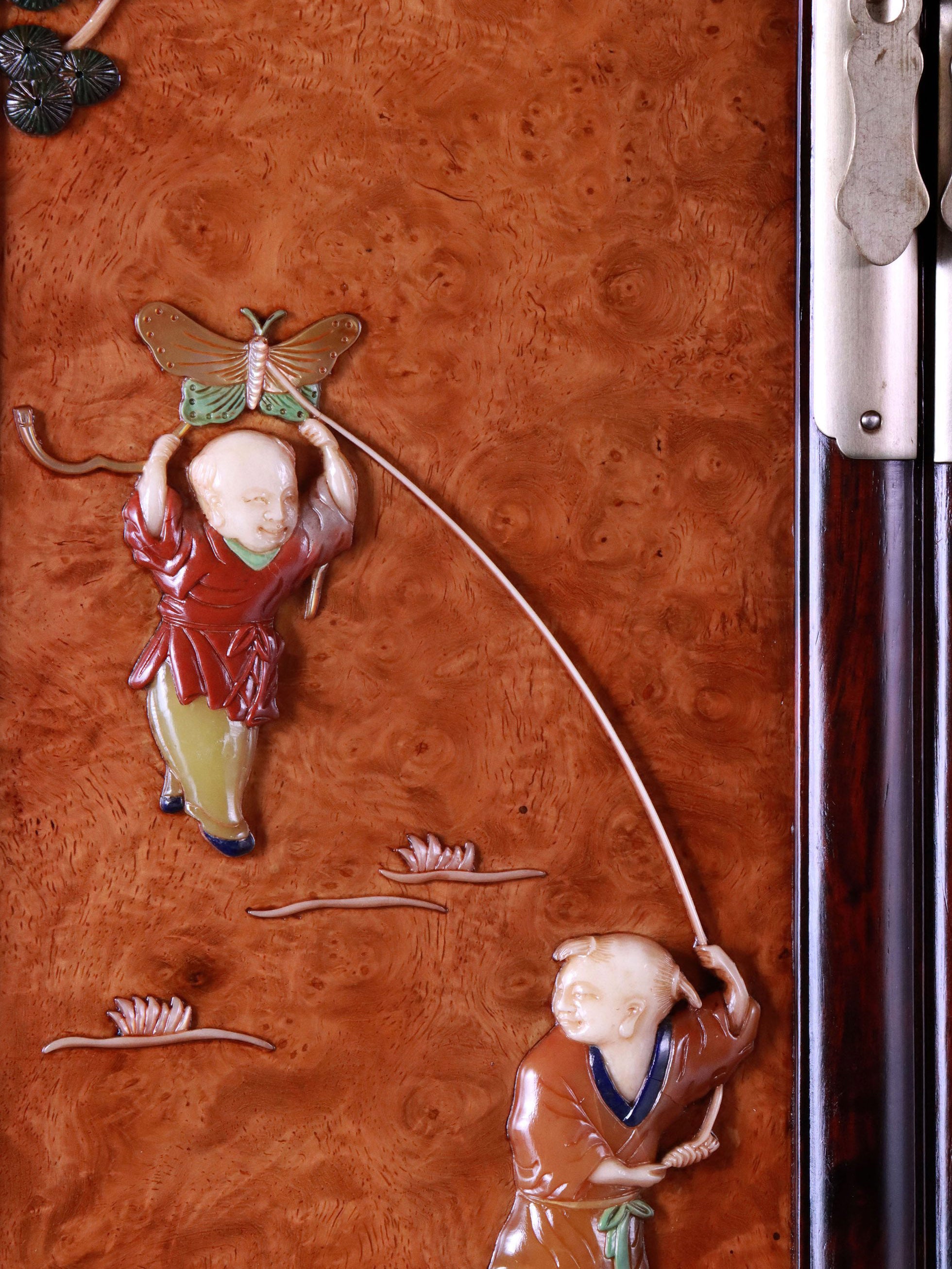 酸枝嵌癭木百寶嵌圓角案上茶邊櫃