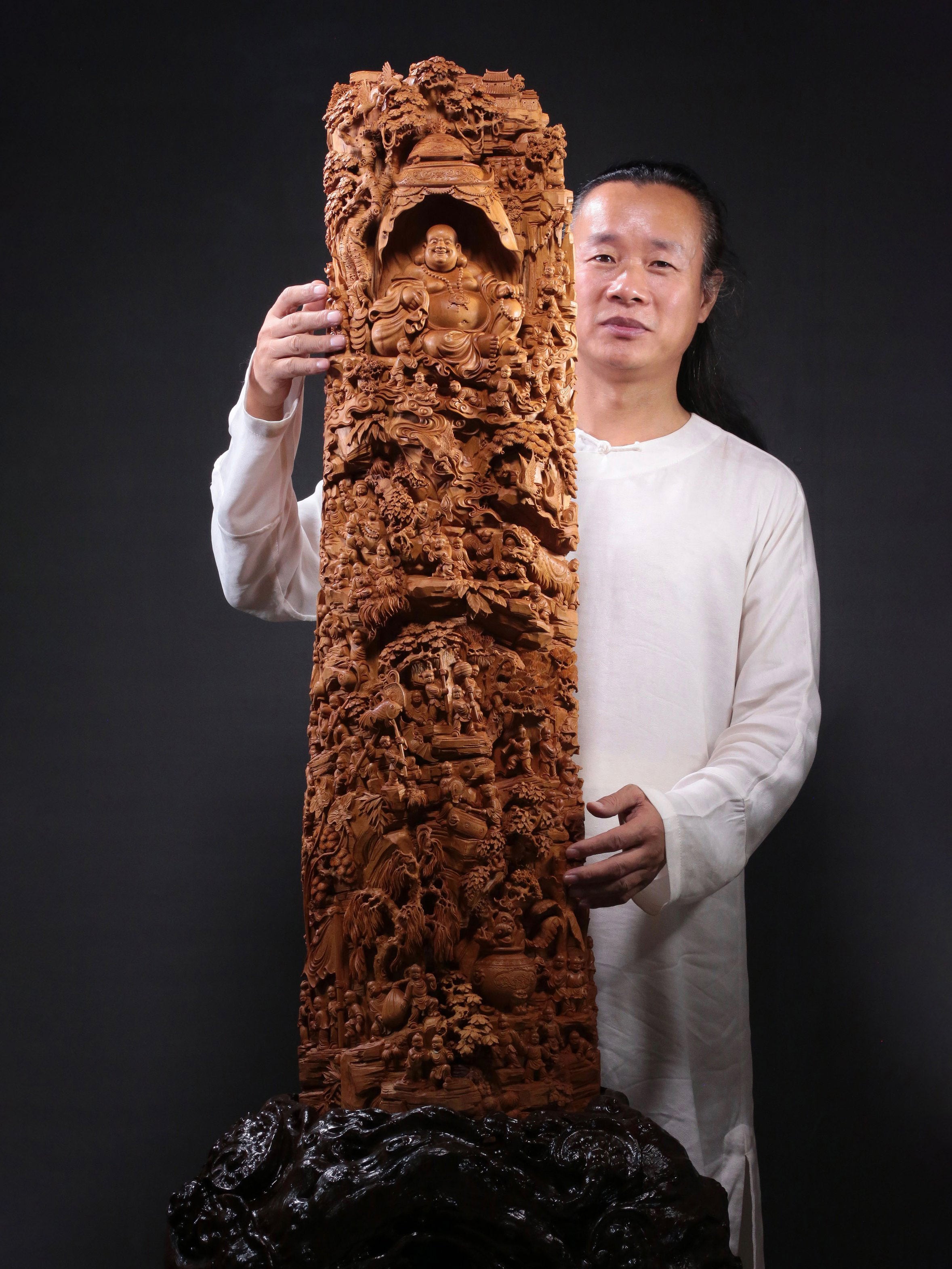 老山檀香百子闹弥勒