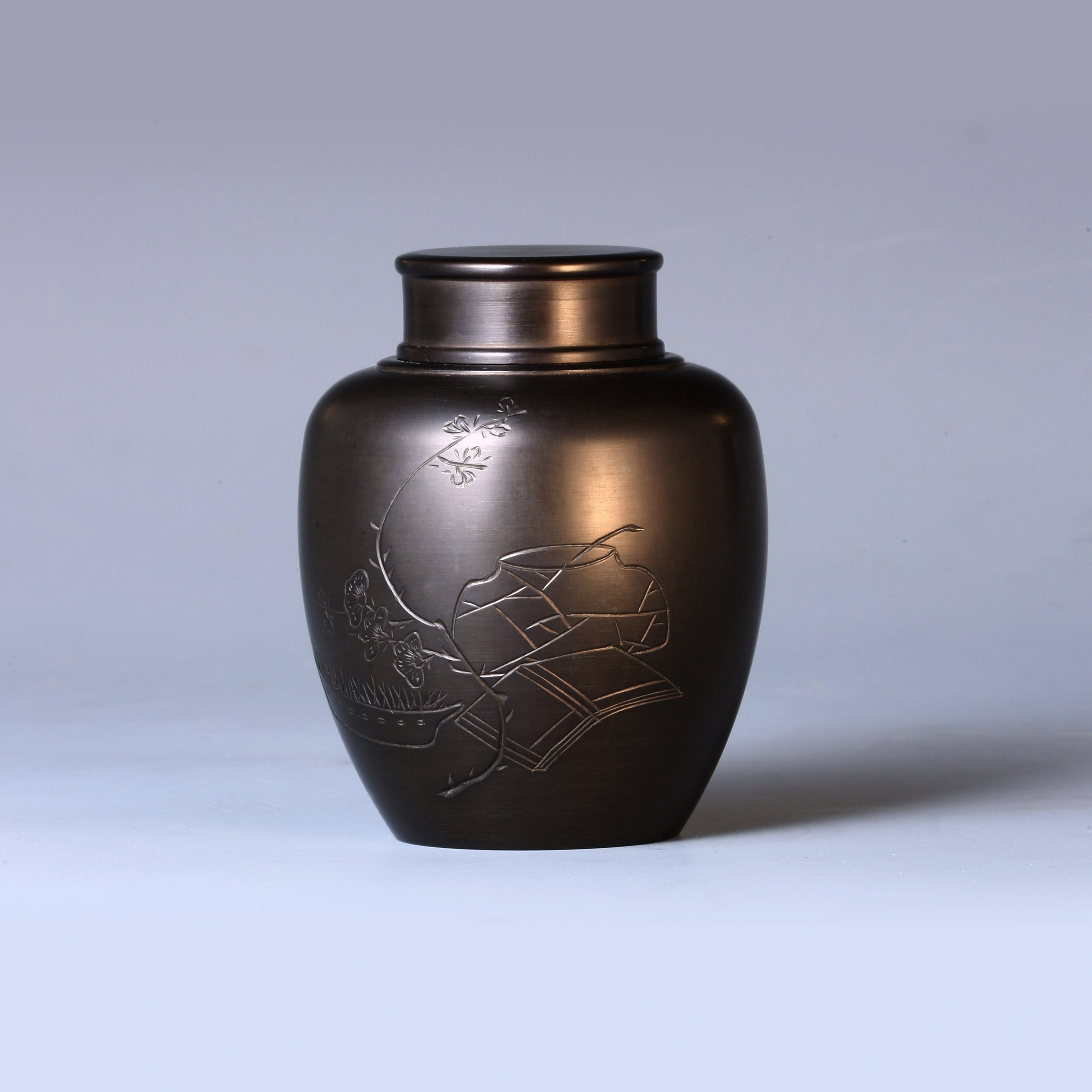 半是茶人半是仙純錫詩文老茶罐