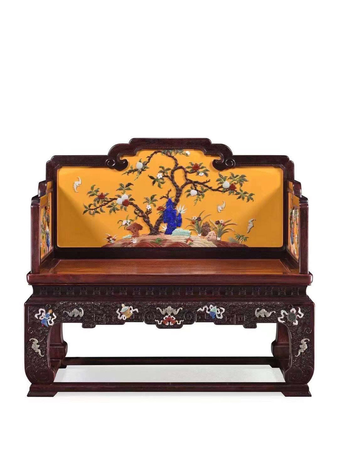 Qianlong Rosewood Lacquer Throne Inlaid with Treasures and Flowers