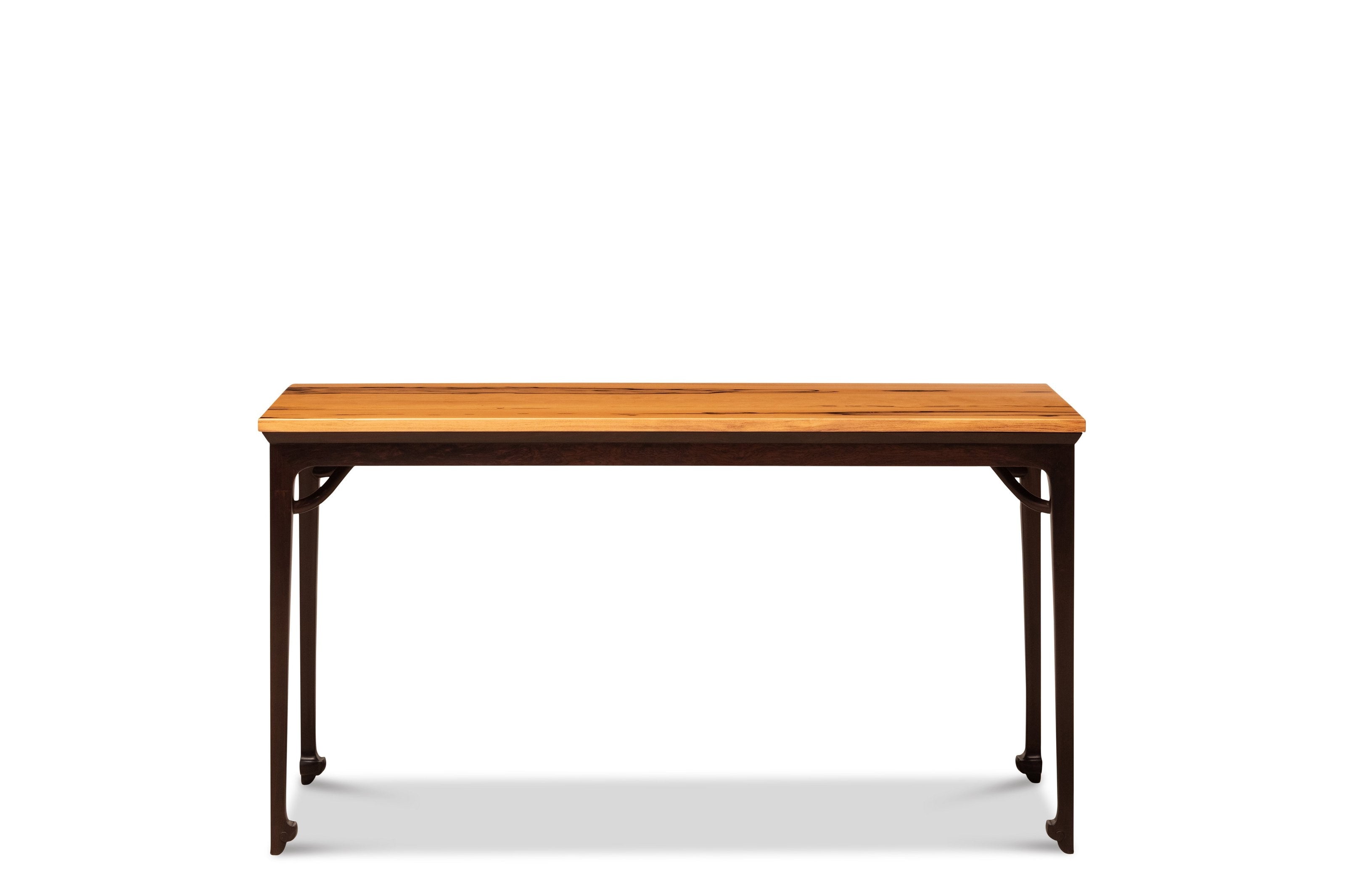 黑柿木、黑酸枝无束腰霸王枨喷面画桌