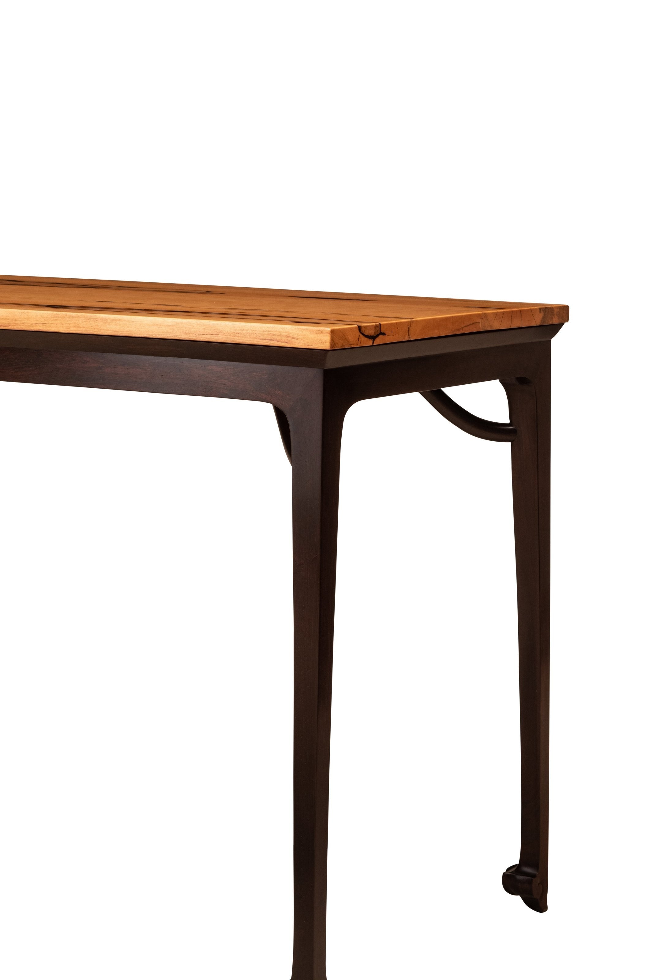 黑柿木、黑酸枝无束腰霸王枨喷面画桌