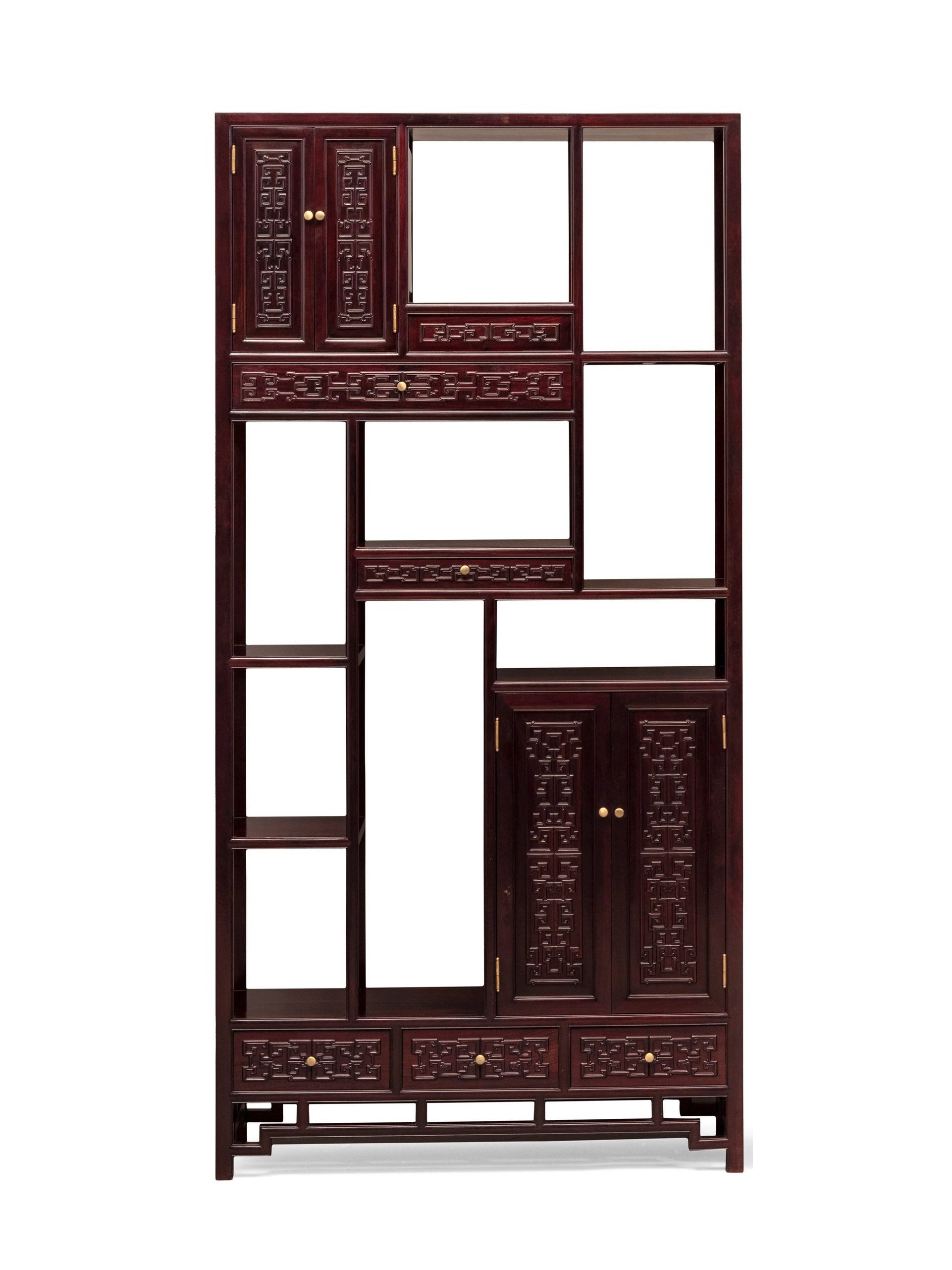 赞比亚紫檀回纹博古架