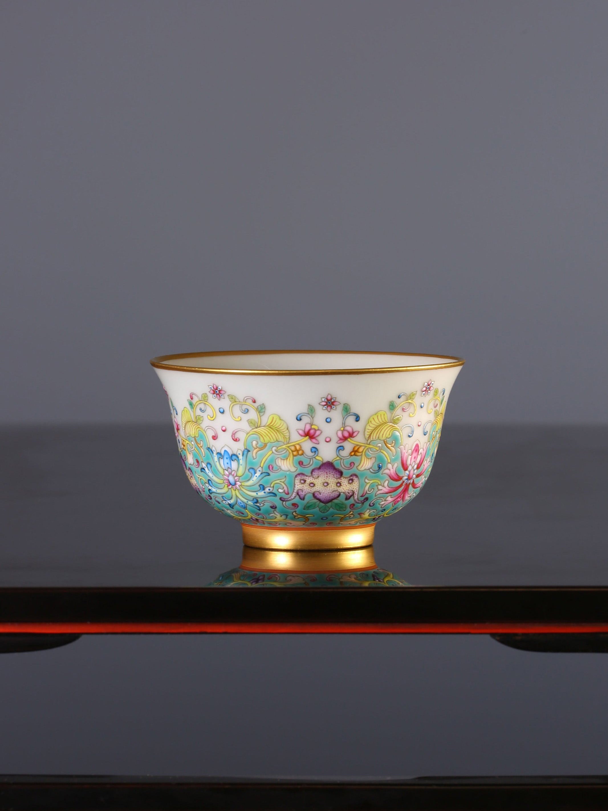 Scrolling Lotus Auspicious Fortune Flared-Rim Cup