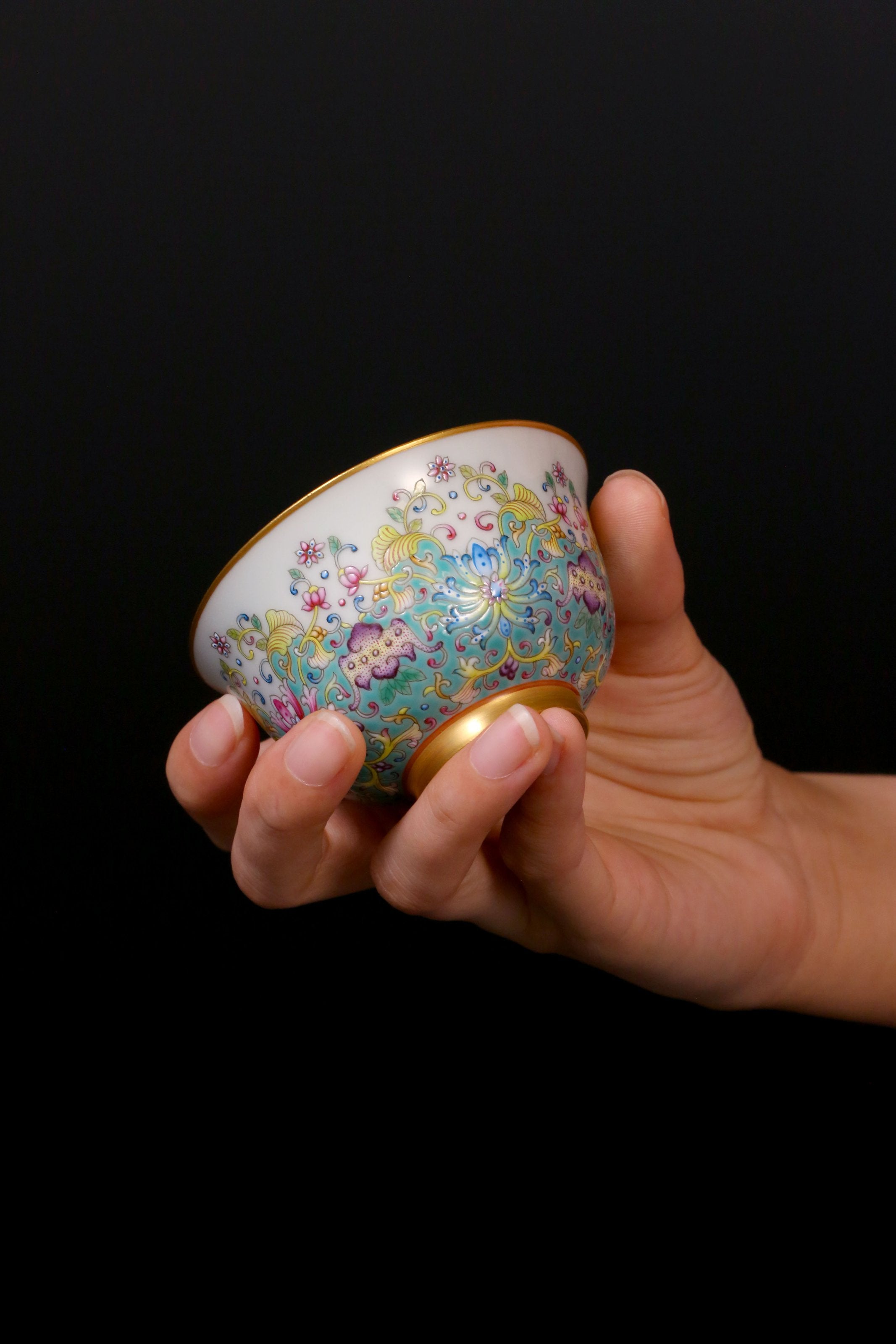 Scrolling Lotus Auspicious Fortune Flared-Rim Cup