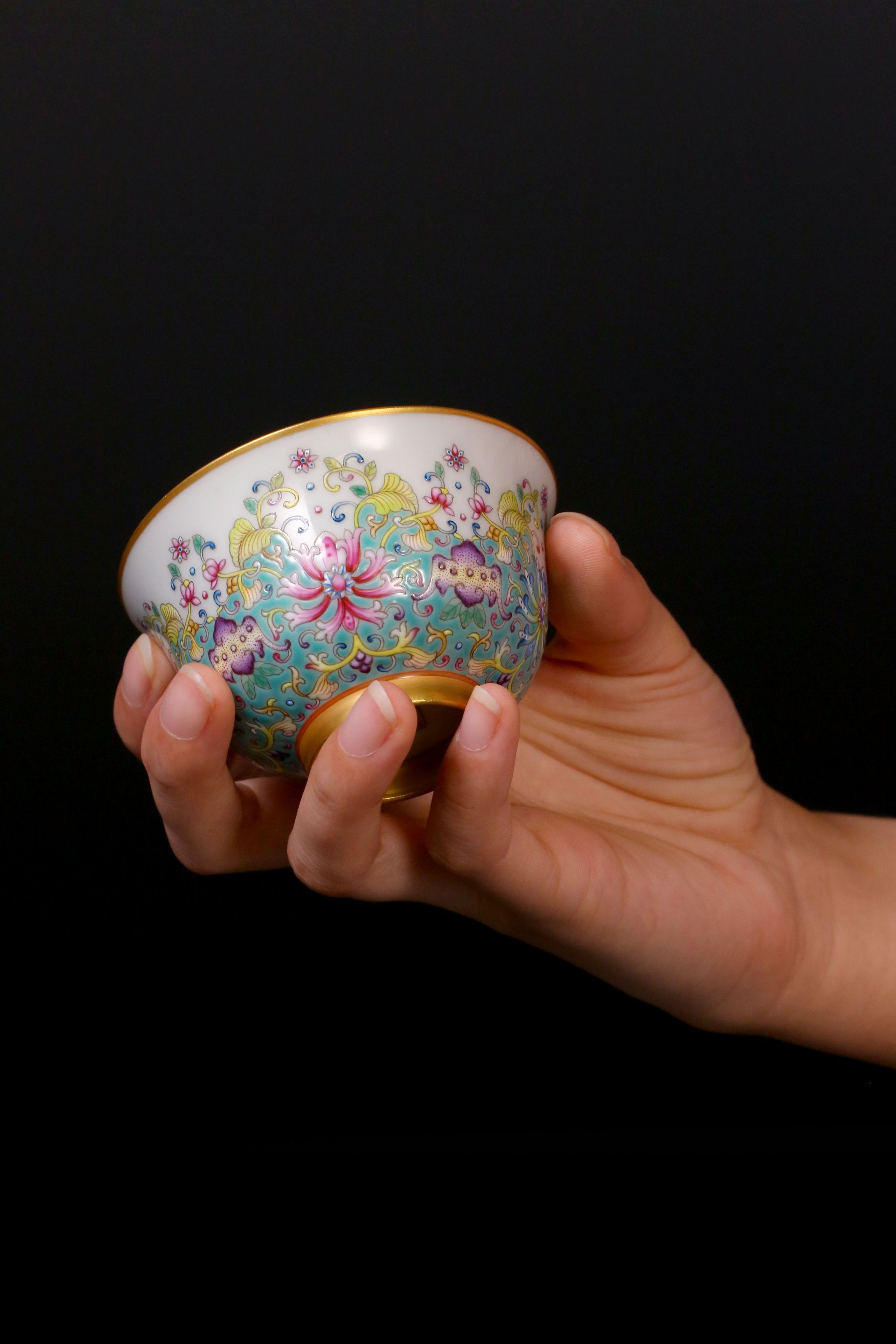 Scrolling Lotus Auspicious Fortune Flared-Rim Cup