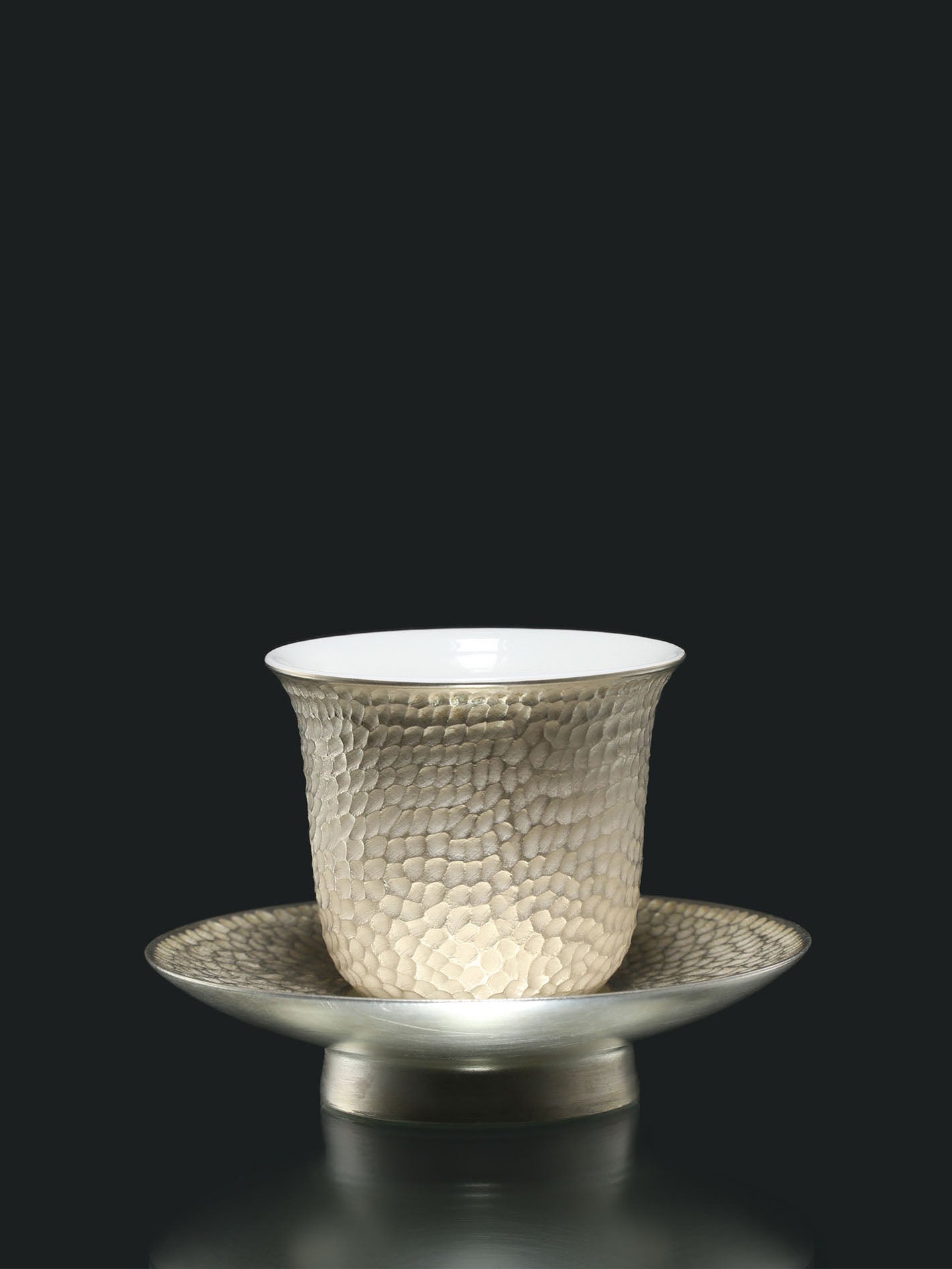 Hammered Silver-Glazed Monthly Flower Cup